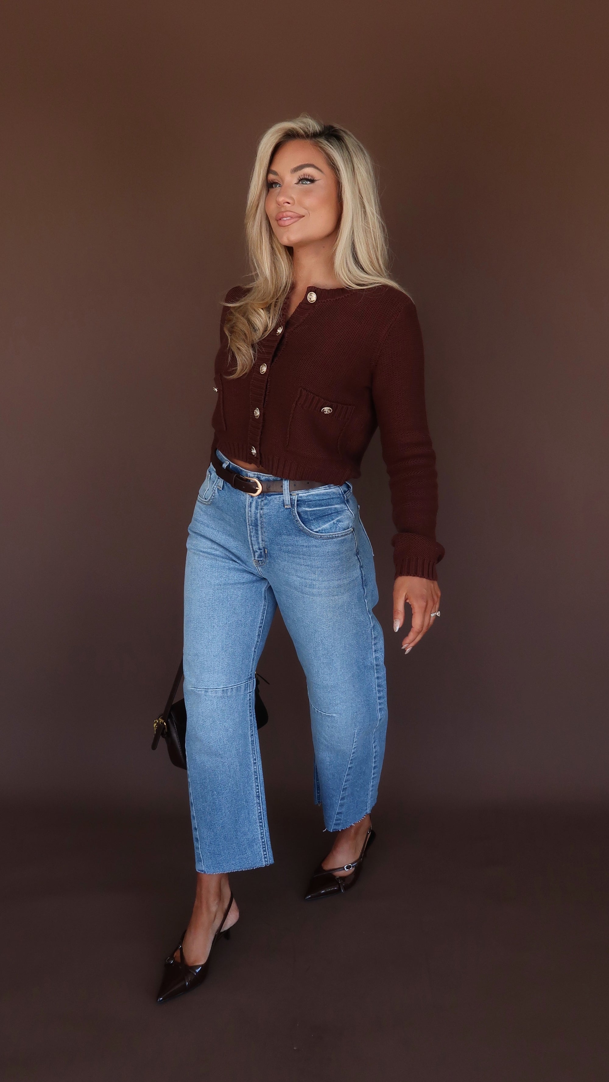 OAKLYN KNIT CARDIGAN BROWN
