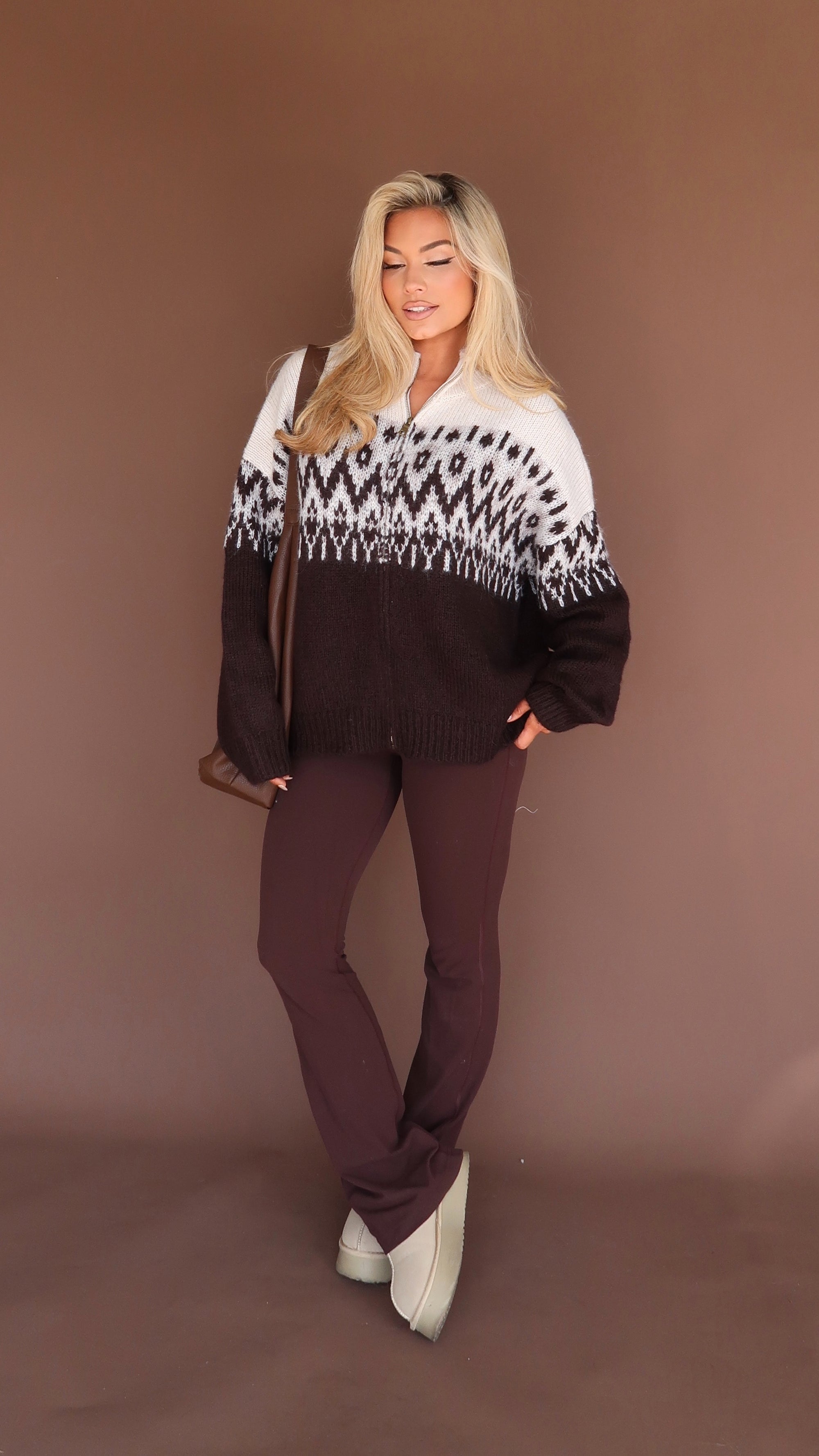 FAIRE ISLE ZIP UP SWEATER