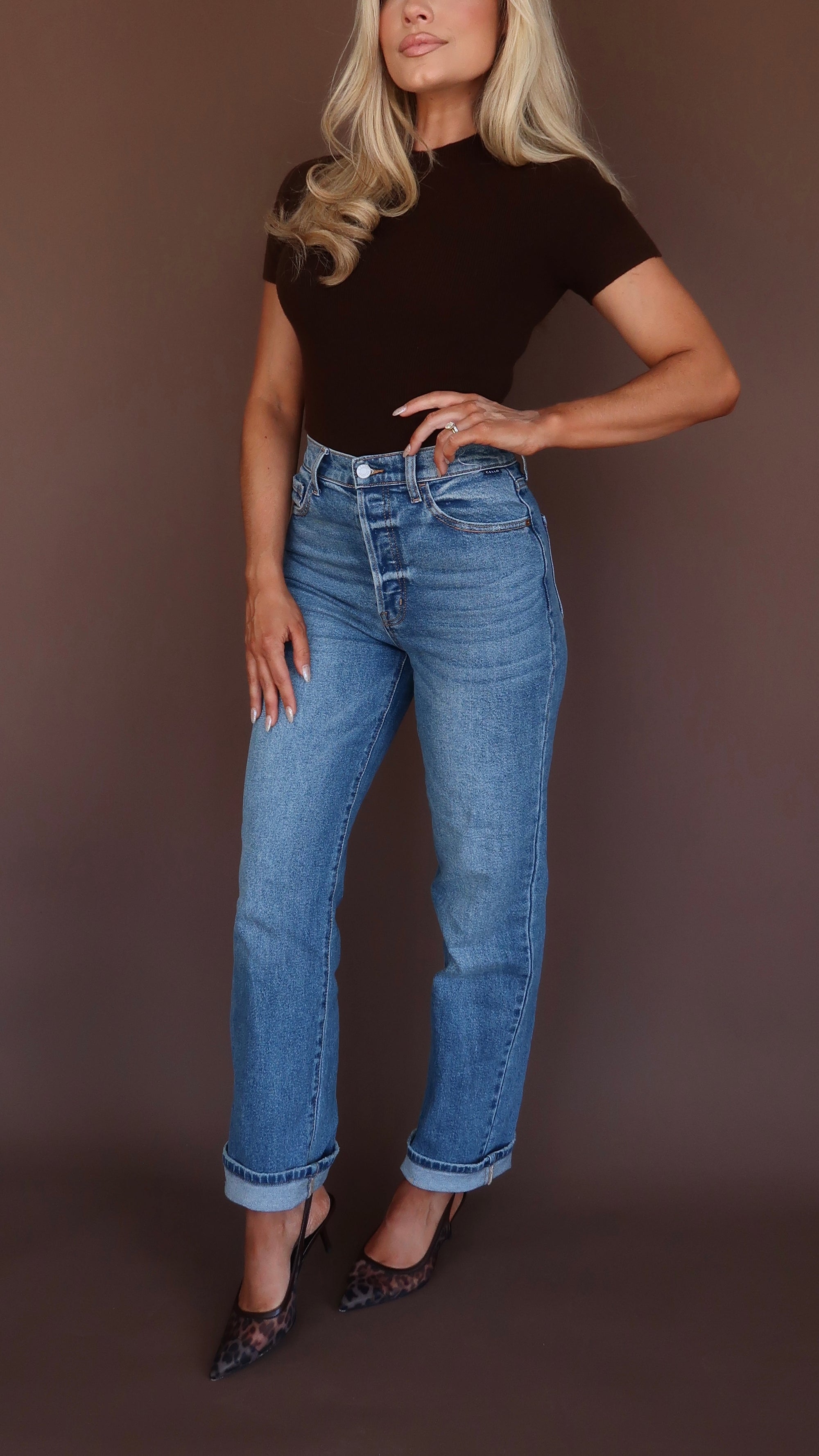 HIGH WAISTED STRAIGHT LEG DAD DENIM JEANS