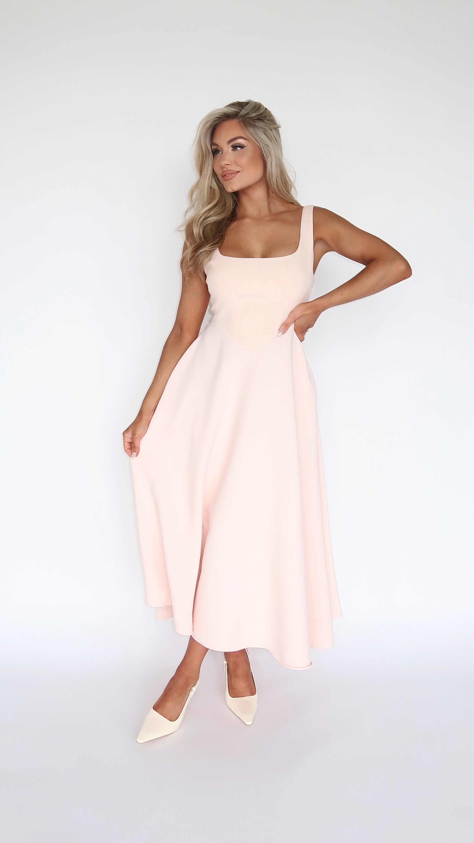 ROSALIND MUSE MIDI DRESS SOFT PINK