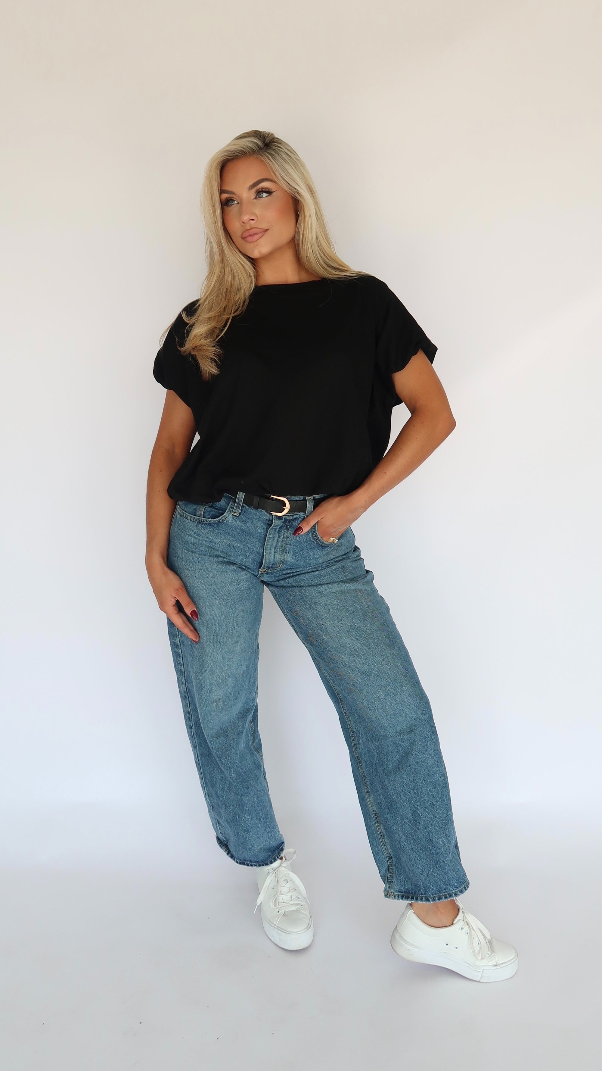 BUBBLE TEE TOP BLACK