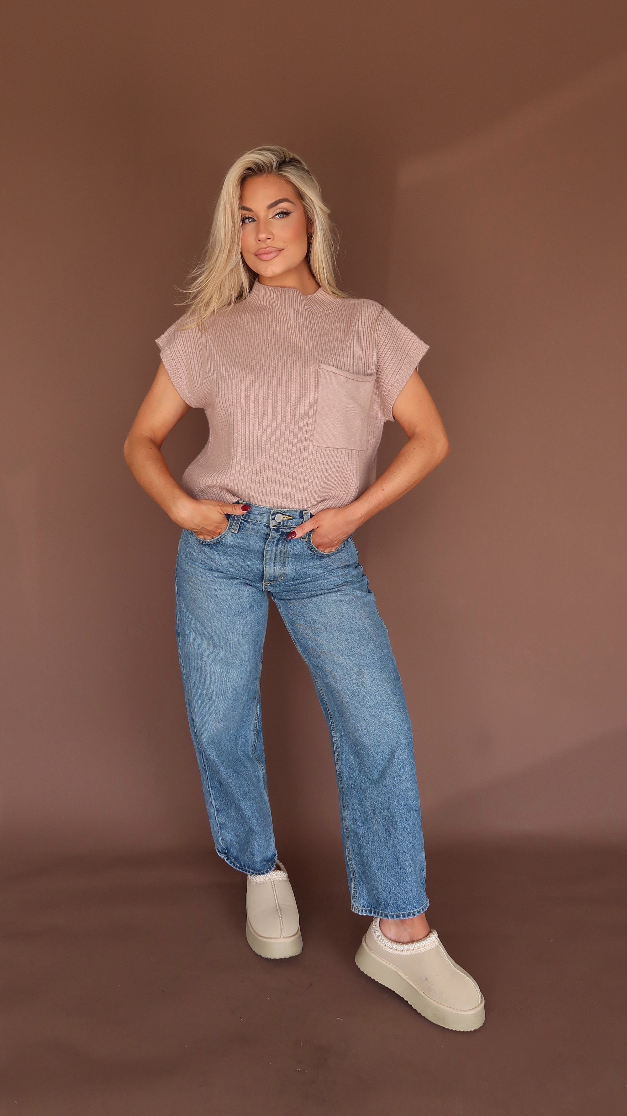 HARVEST MOCK NECK SWEATER TAUPE