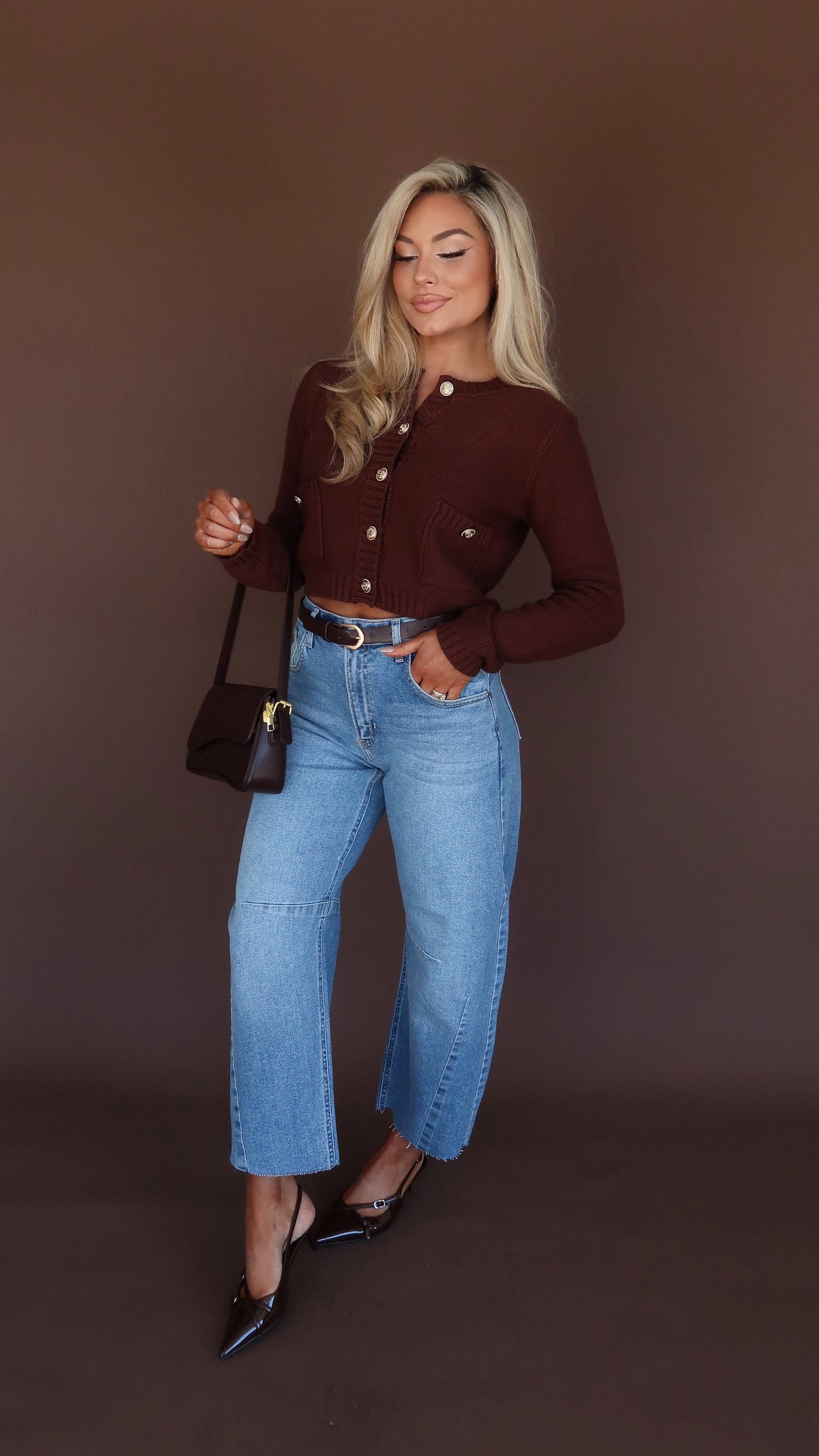 OAKLYN KNIT CARDIGAN BROWN
