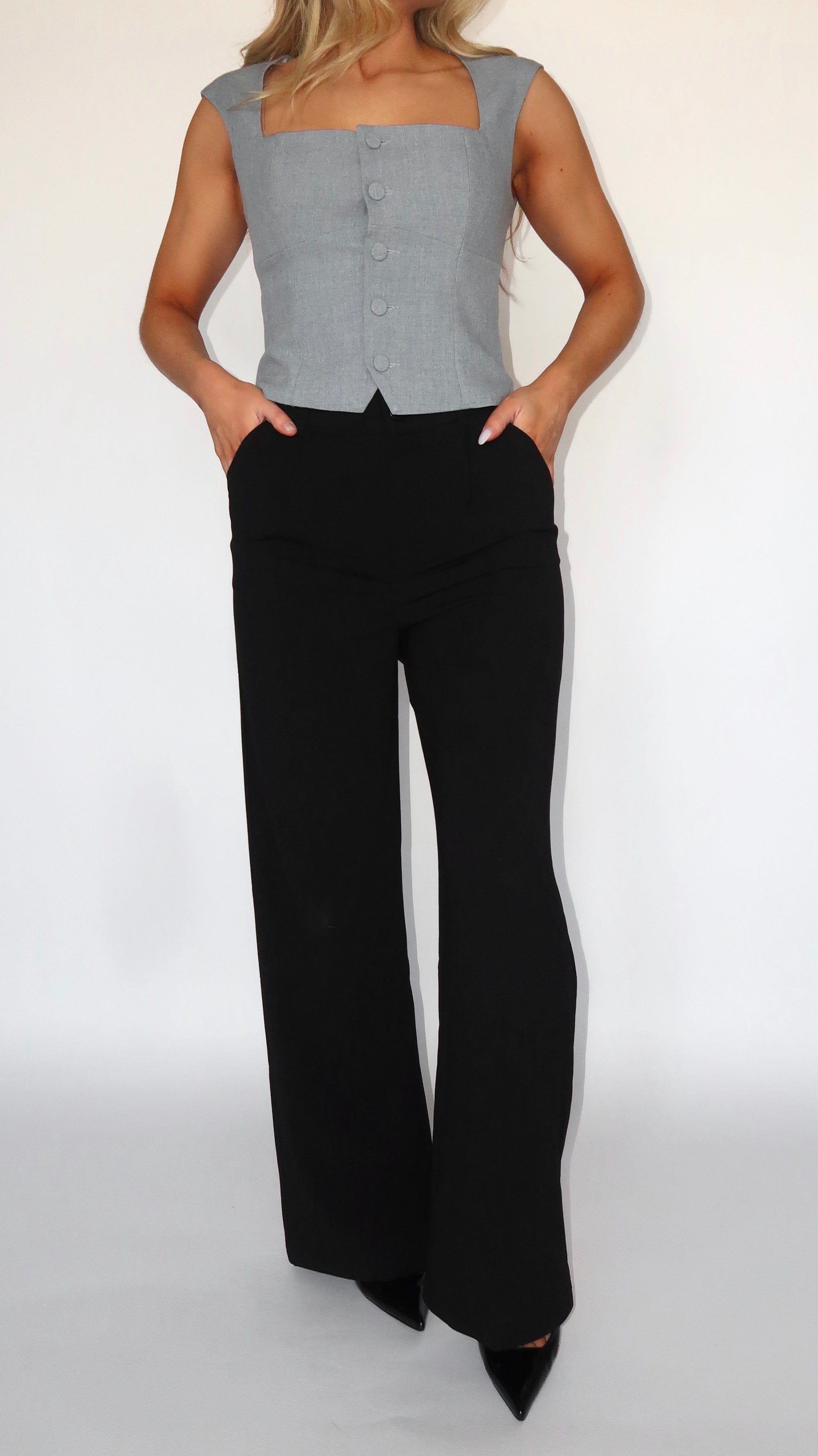 BLACK WIDE LEG TROUSER PANT