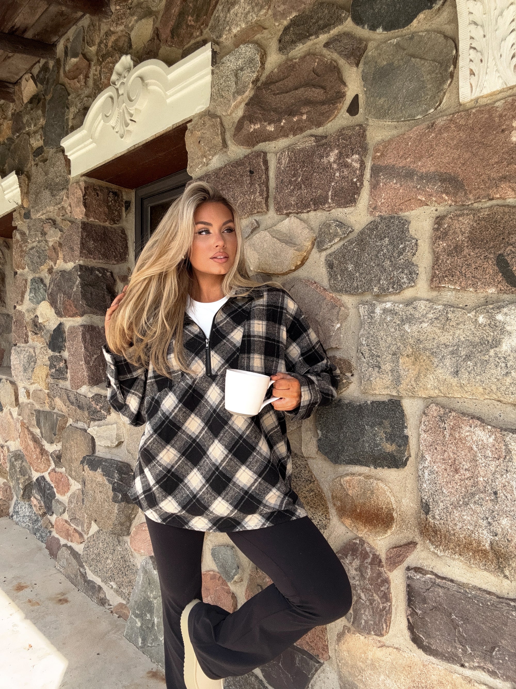 FIRESIDE PLAID PULLOVER