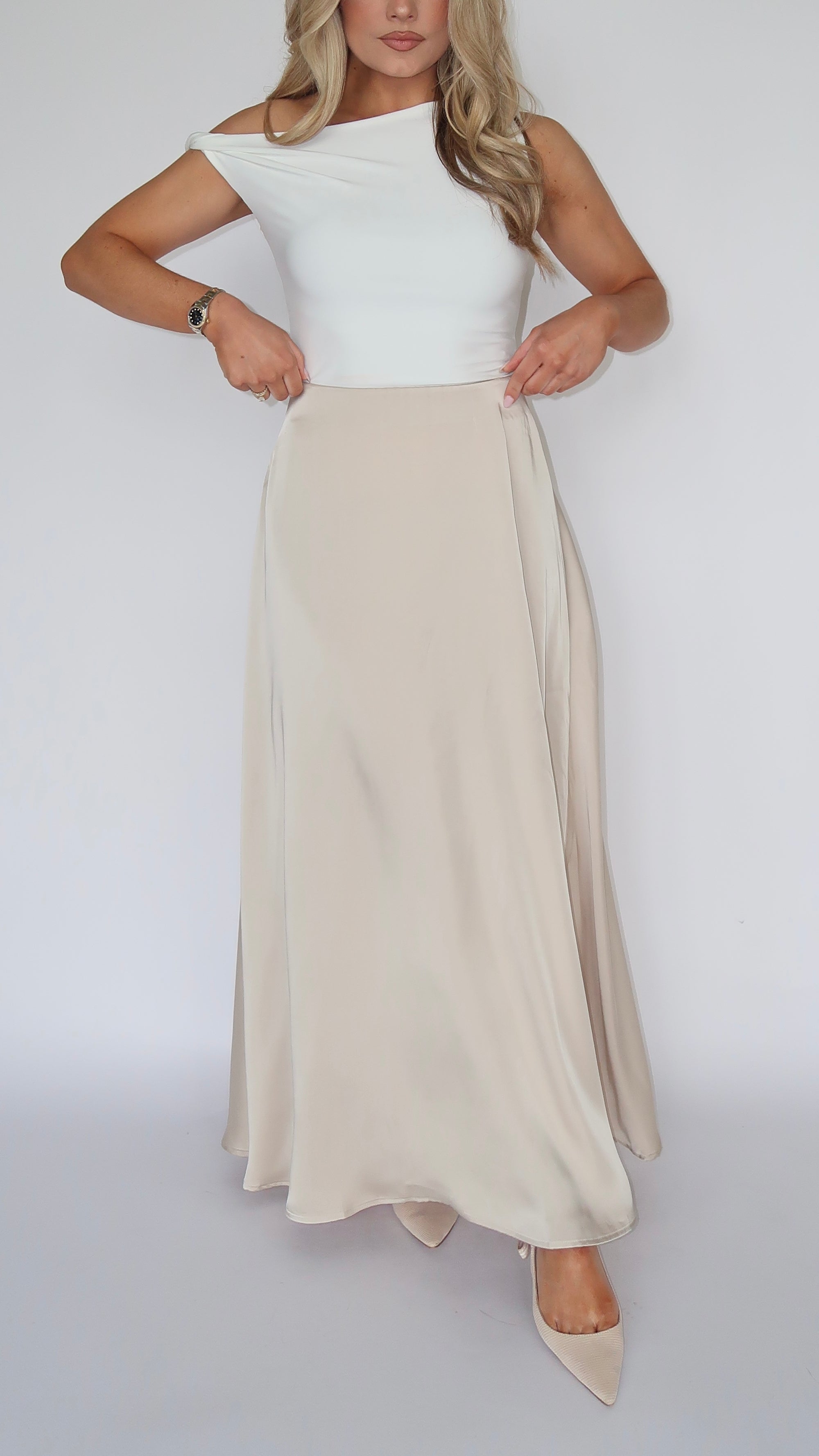 GILDED SATIN SLIP MAXI SKIRT
