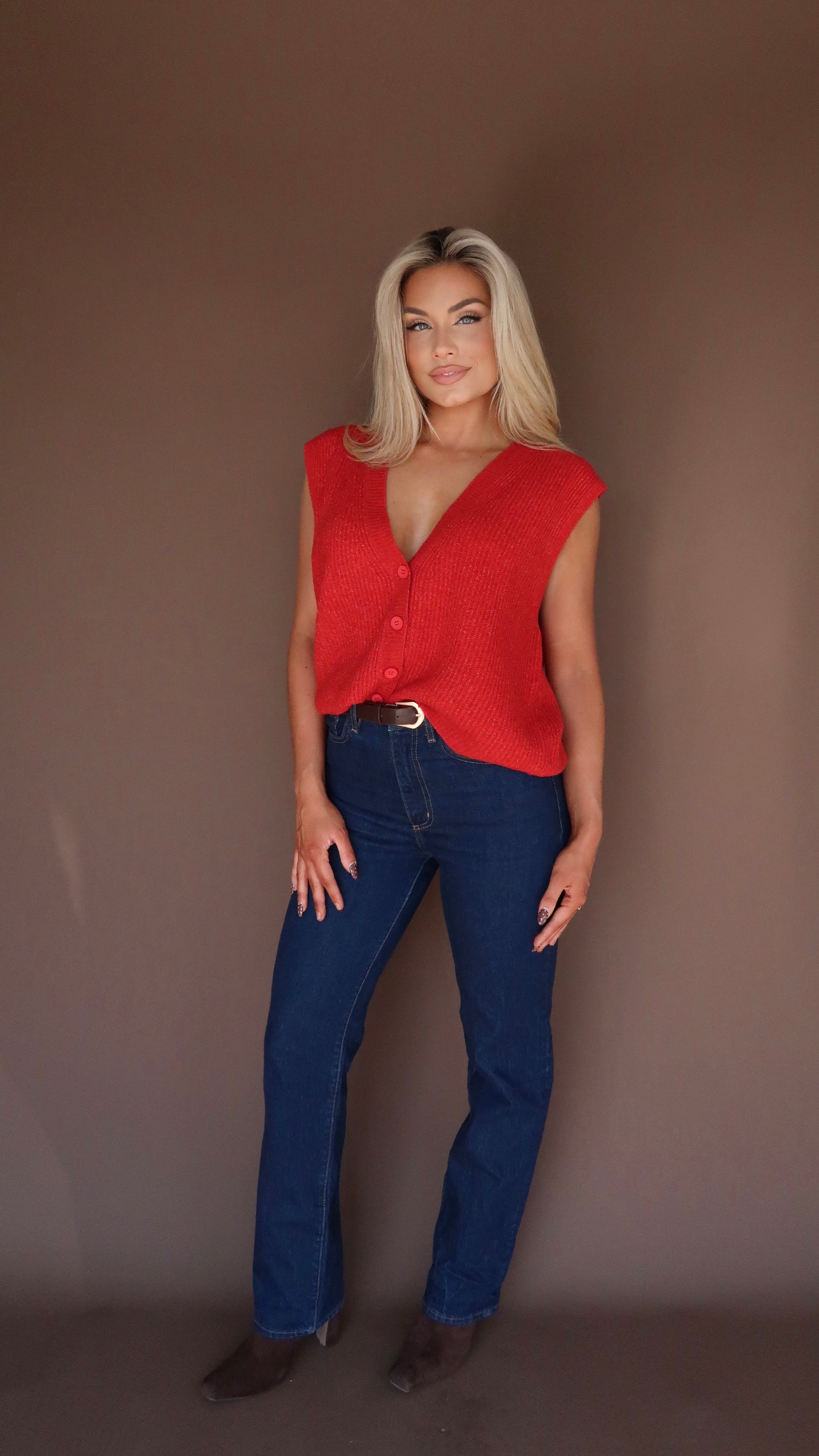HAZELWOOD OVERSIZED SWEATER VEST RED