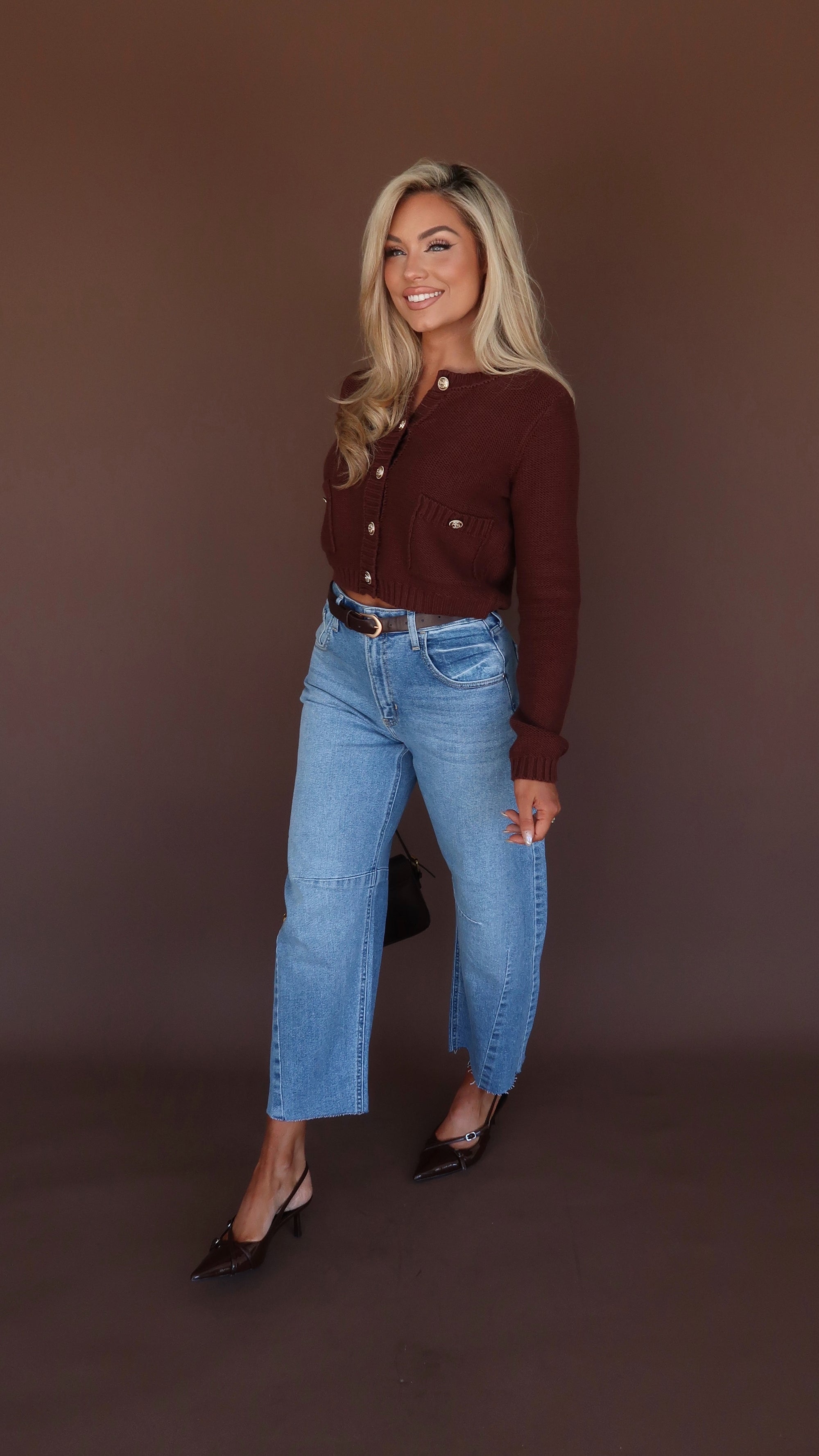 OAKLYN KNIT CARDIGAN BROWN
