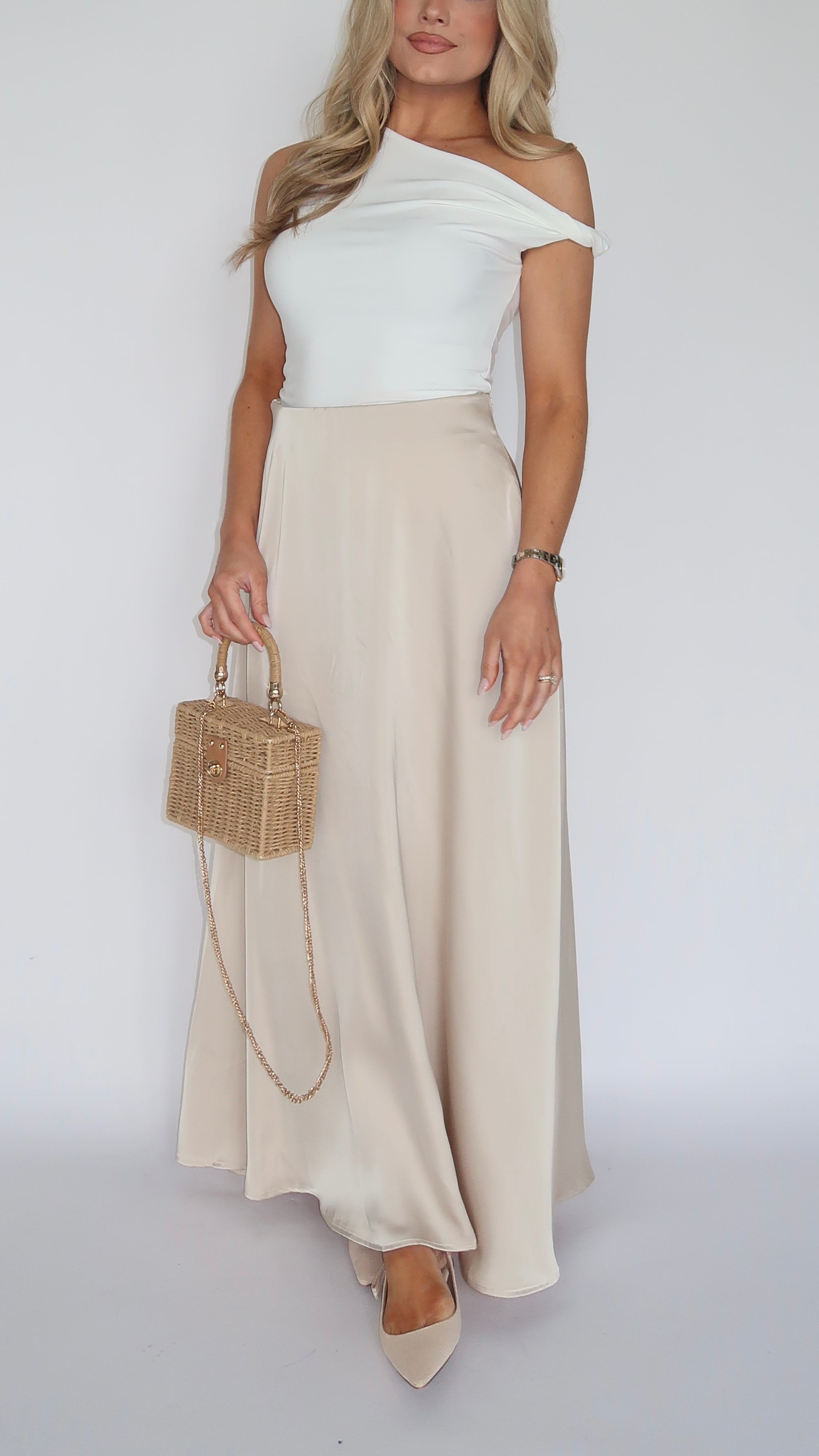 GILDED SATIN SLIP MAXI SKIRT