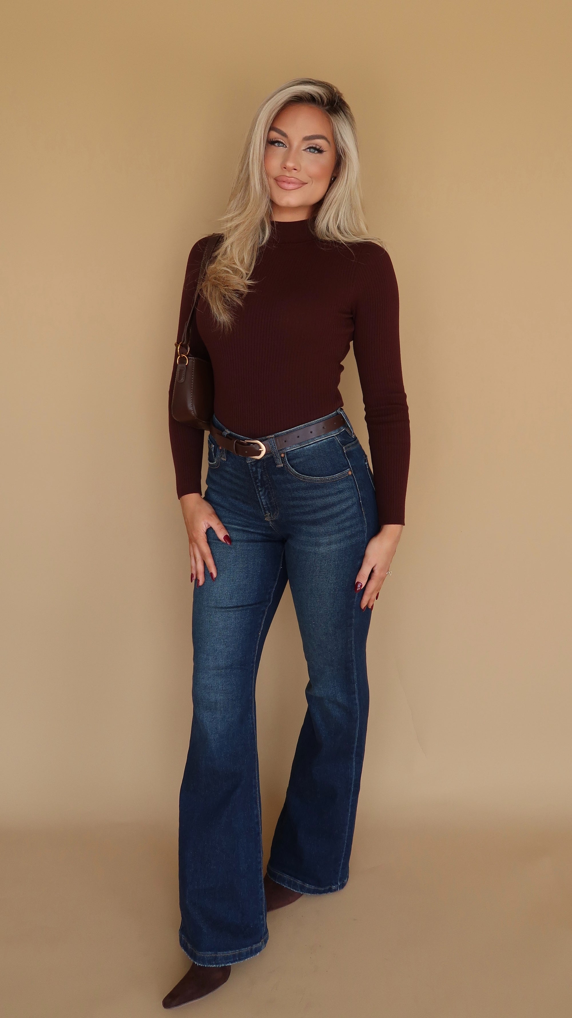 STAPLE BROWN RIBBED BODYSUIT