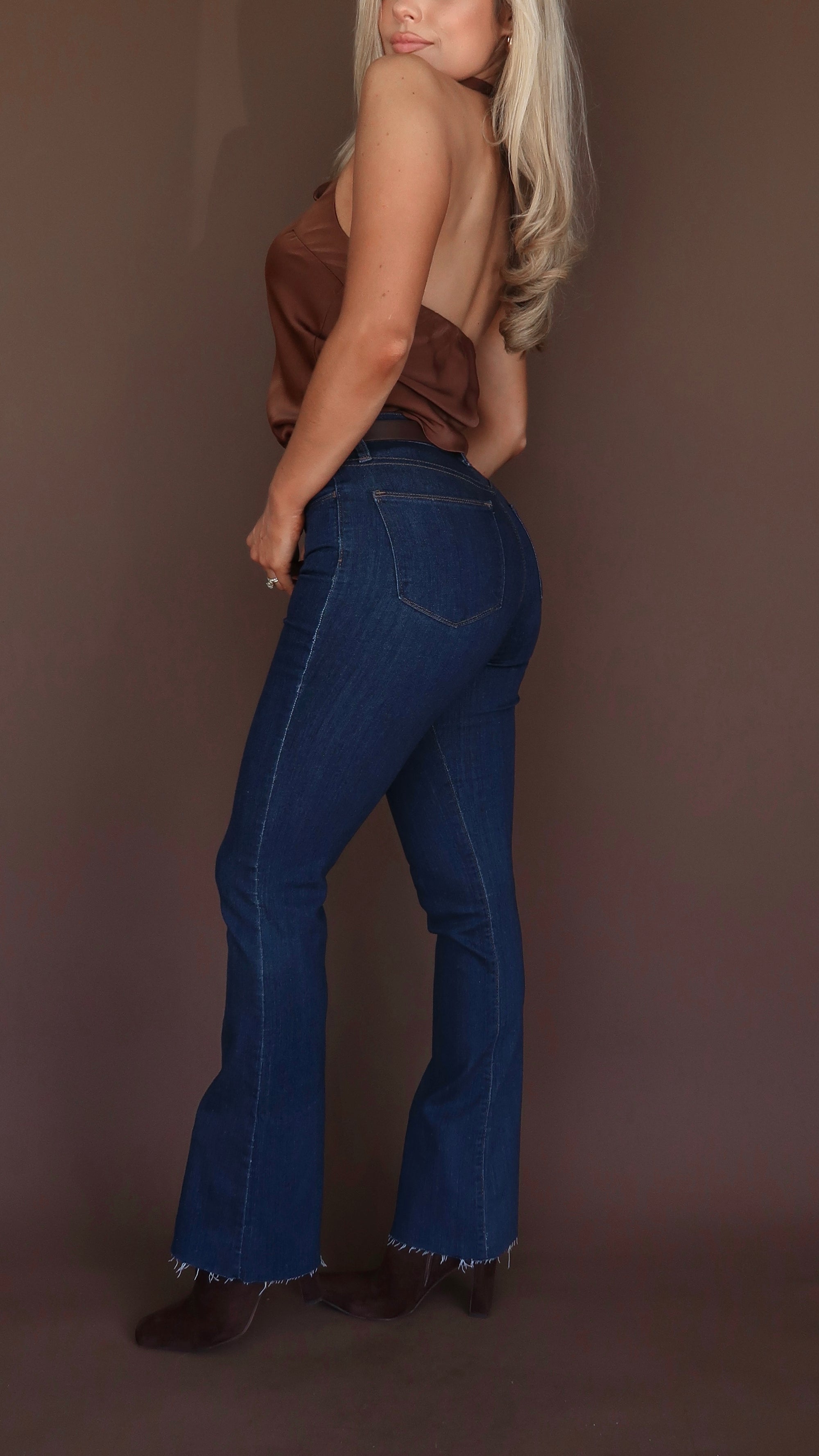 WREN HIGH WAISTED DARK WASH DENIM JEANS