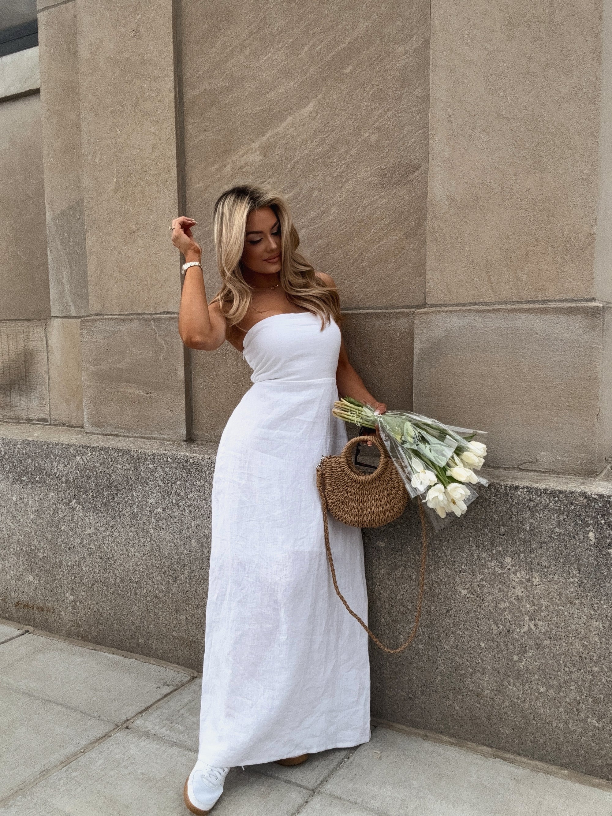 ISLA SANDS LINEN MAXI DRESS WHITE
