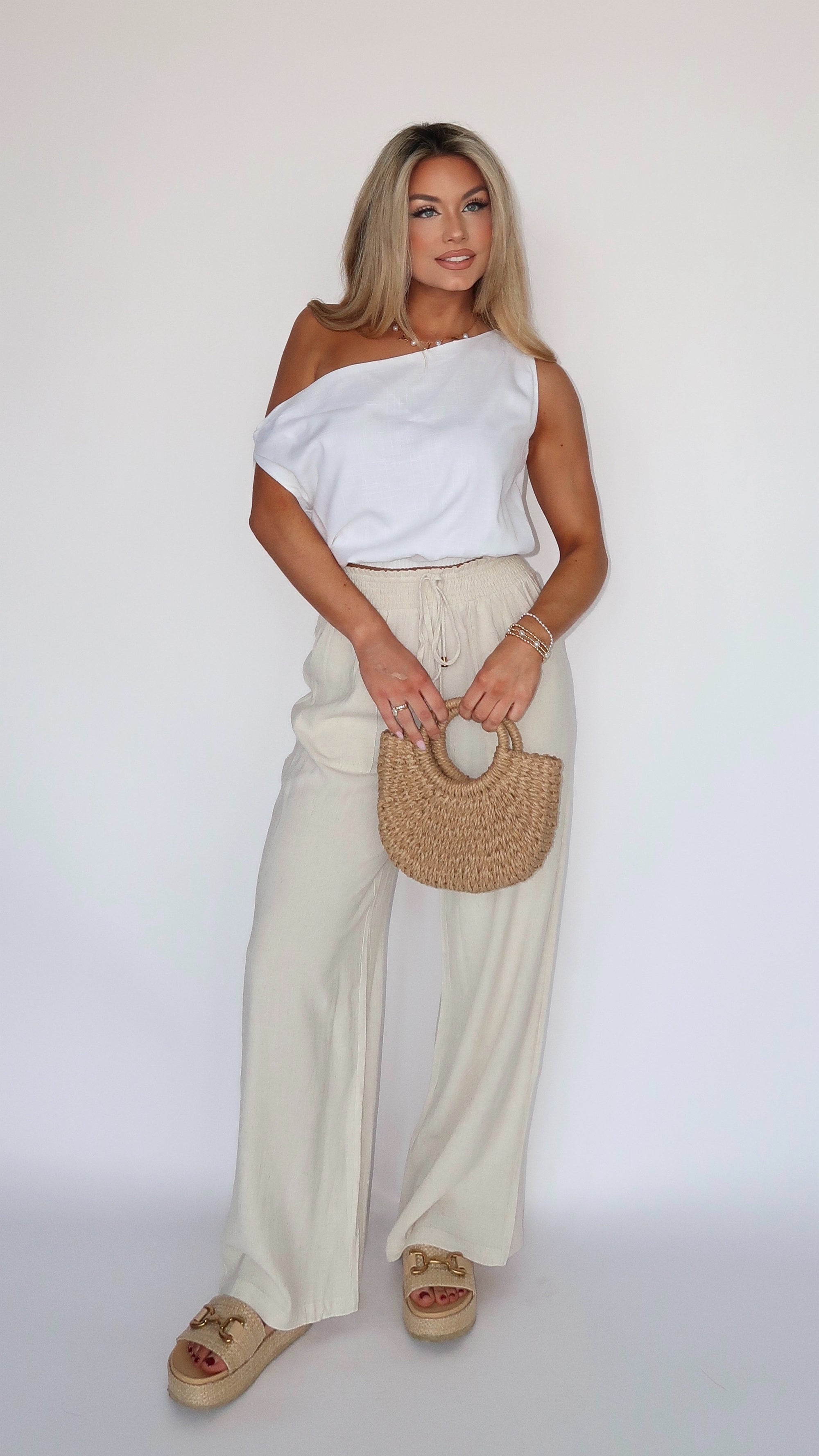 BONDI LINEN OFF THE SHOULDER TOP