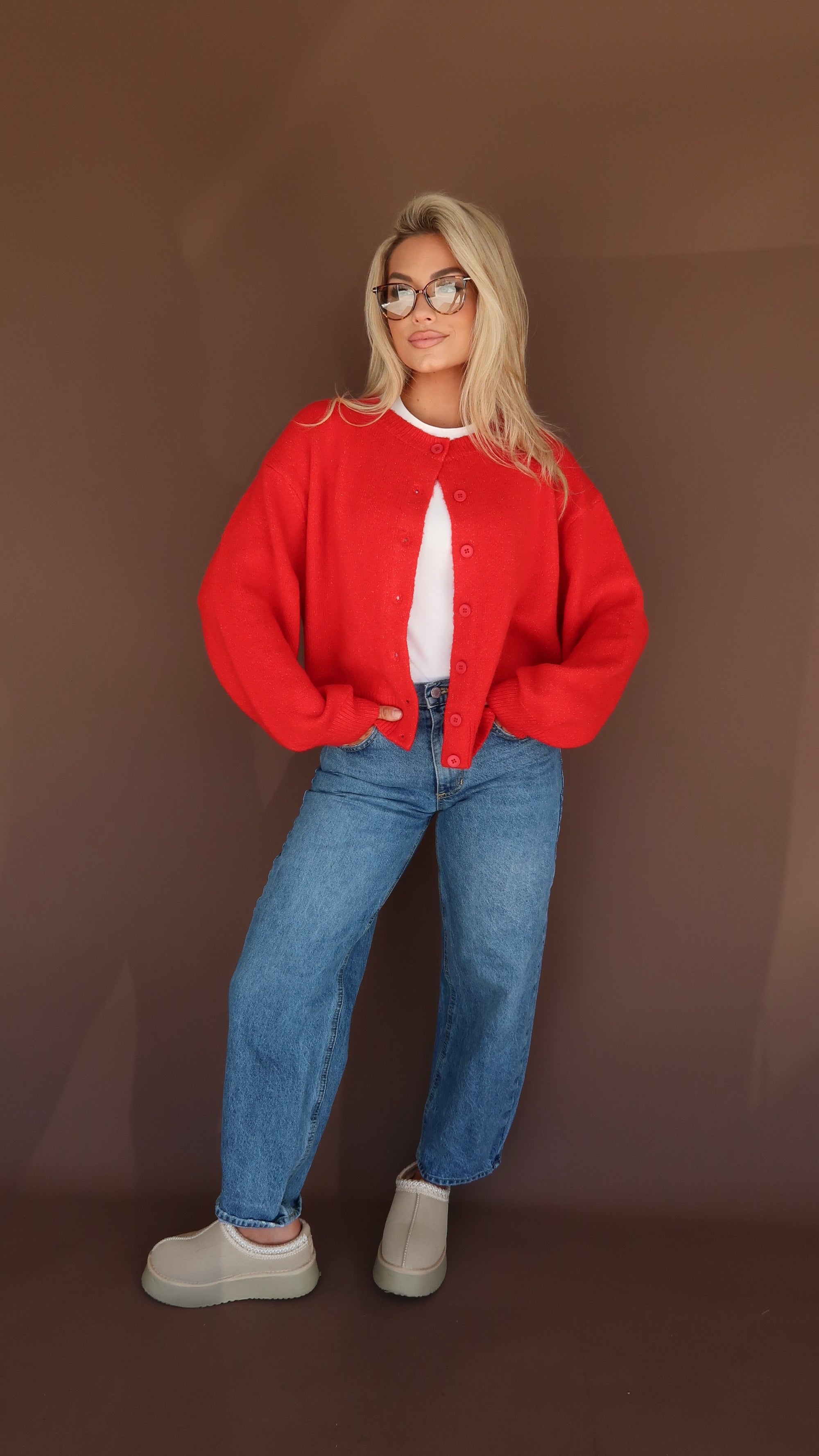 AUTUMN CRISP CARDIGAN RED