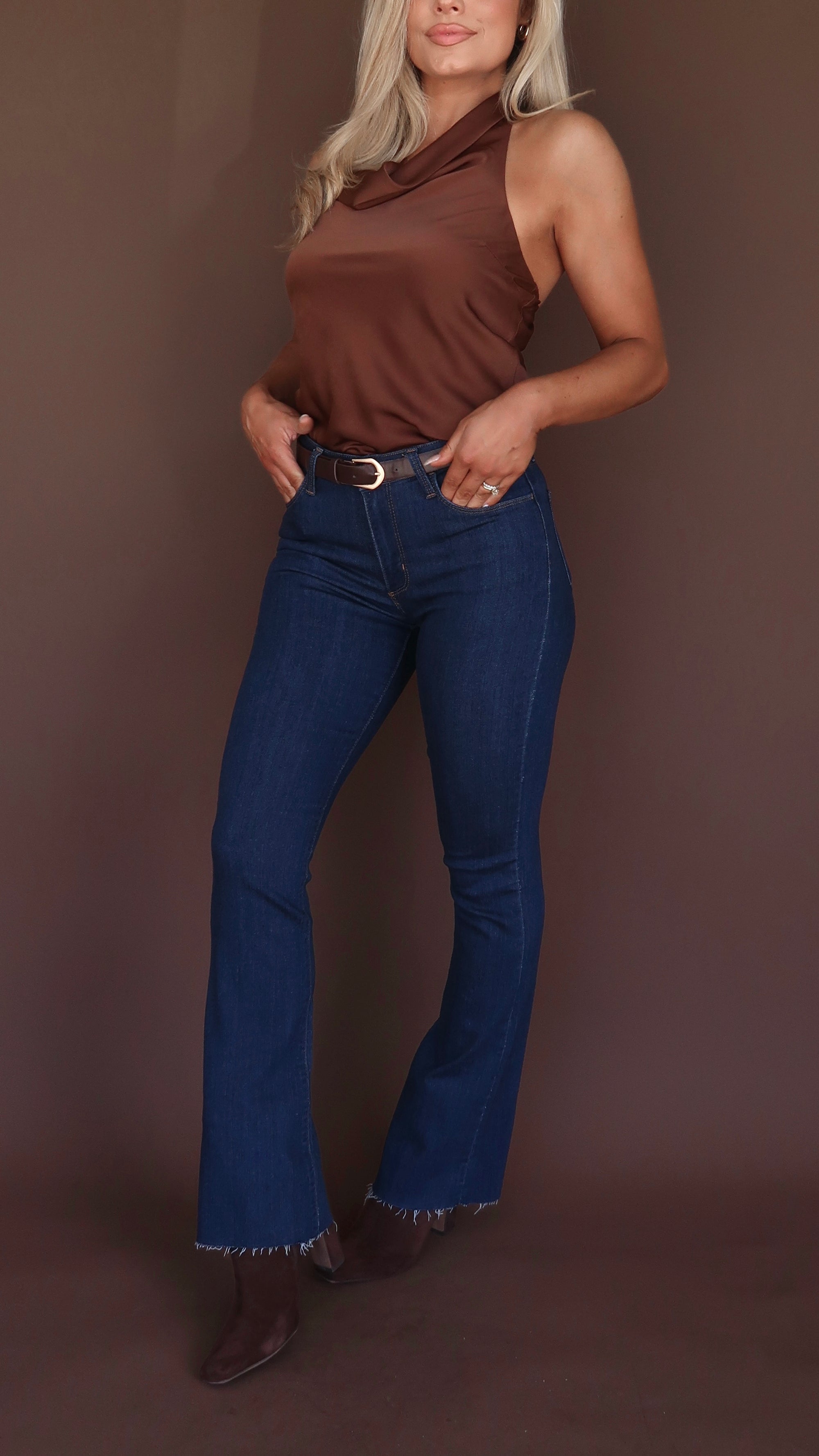 WREN HIGH WAISTED DARK WASH DENIM JEANS