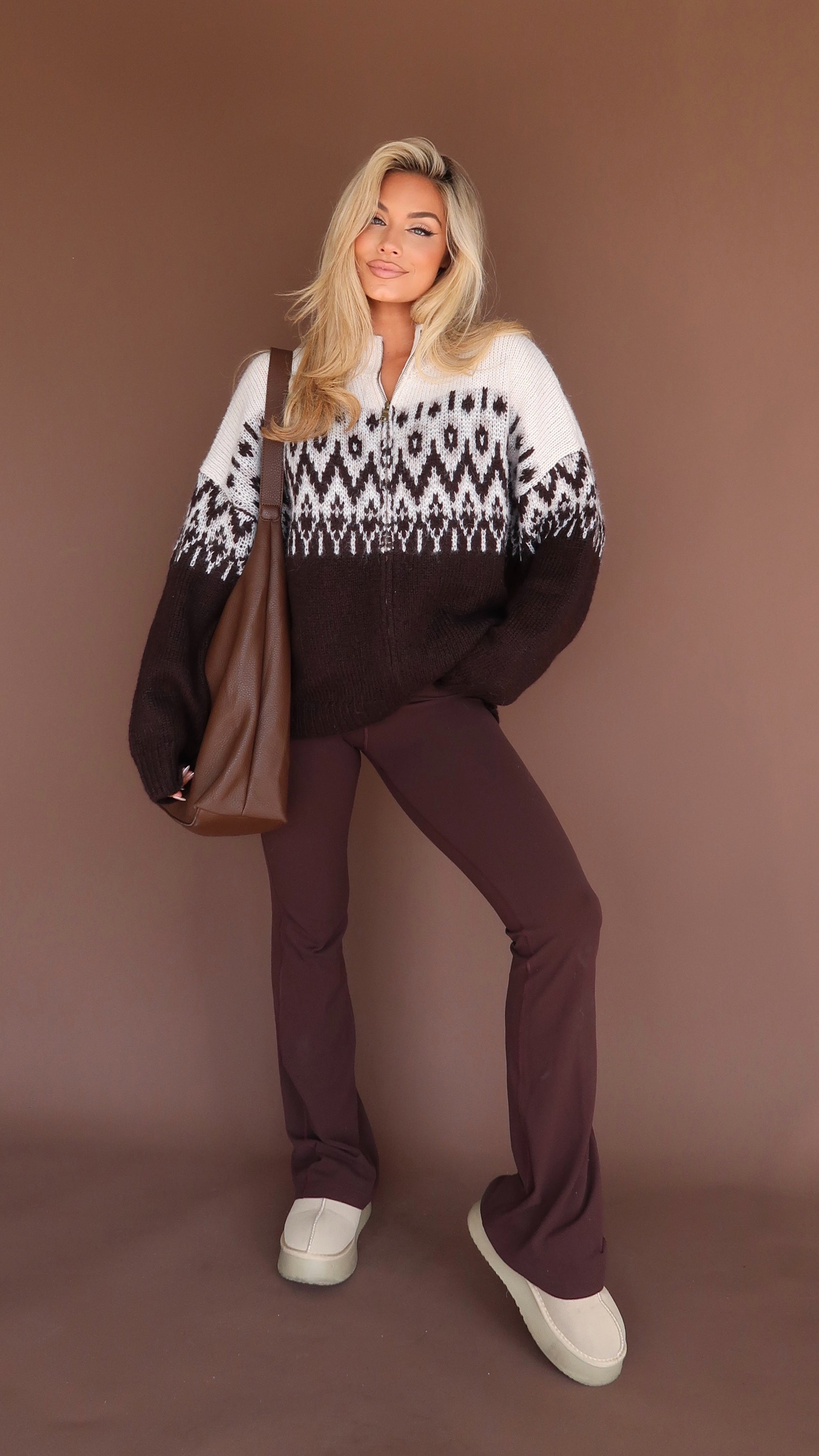 FAIRE ISLE ZIP UP SWEATER