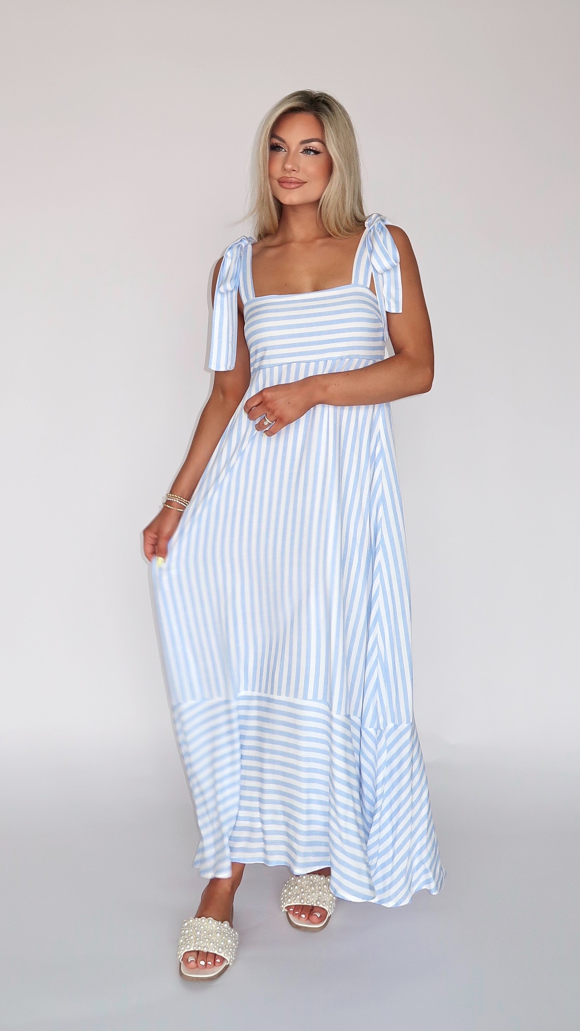 COASTLINE STRIPED MAXI DRESS