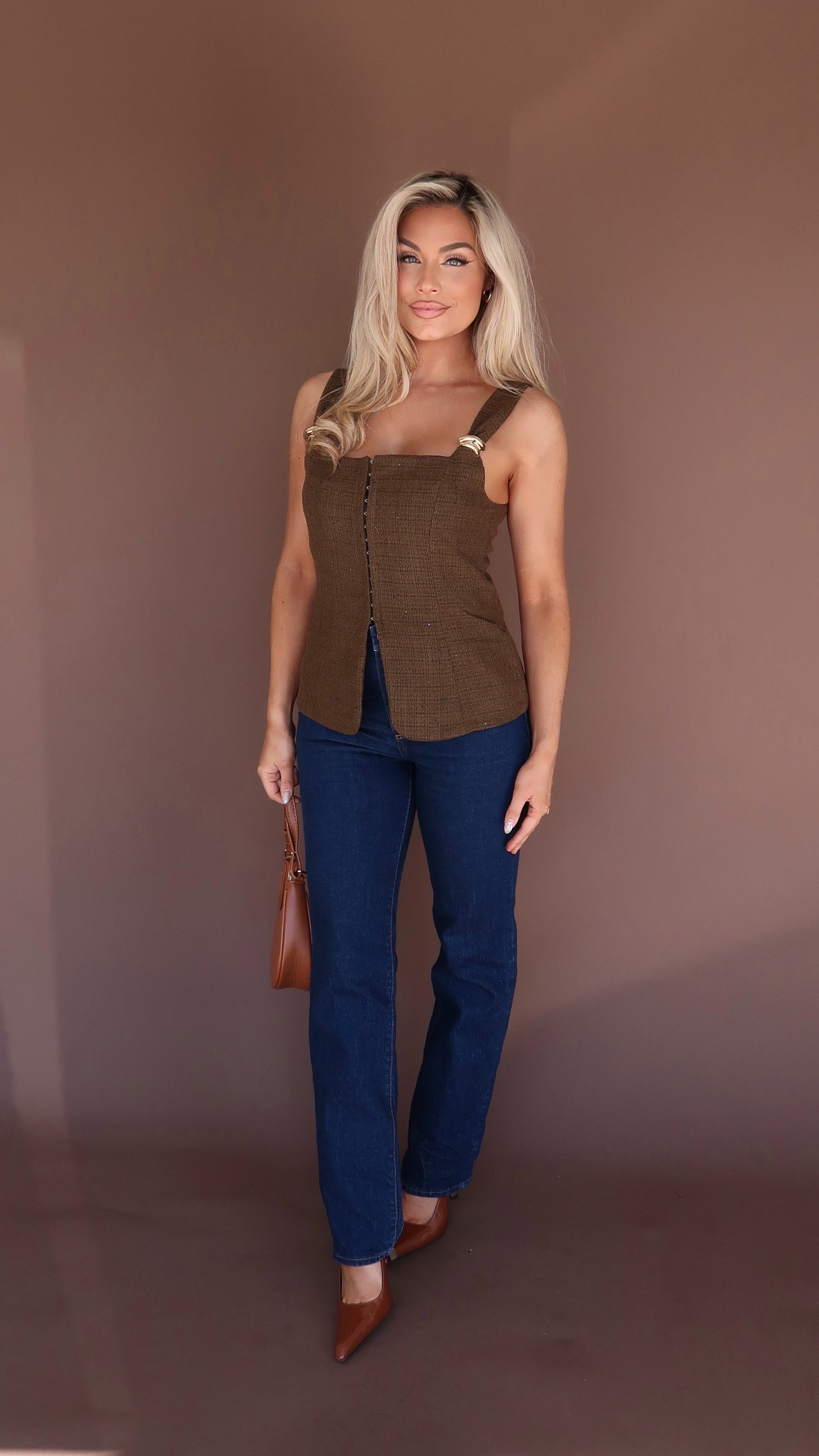 VIENNA TWEED STRUCTURED TOP OLIVE
