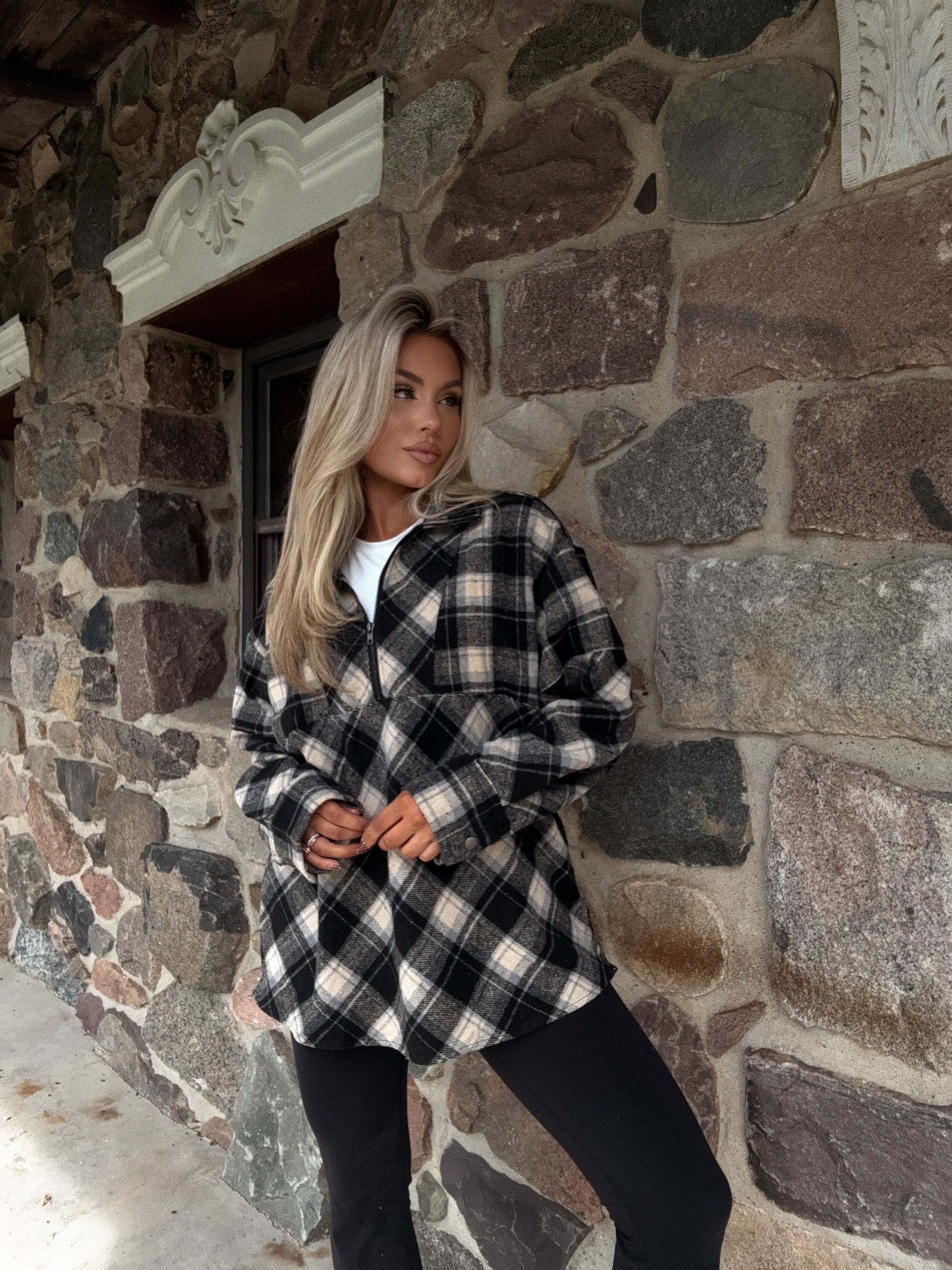 FIRESIDE PLAID PULLOVER