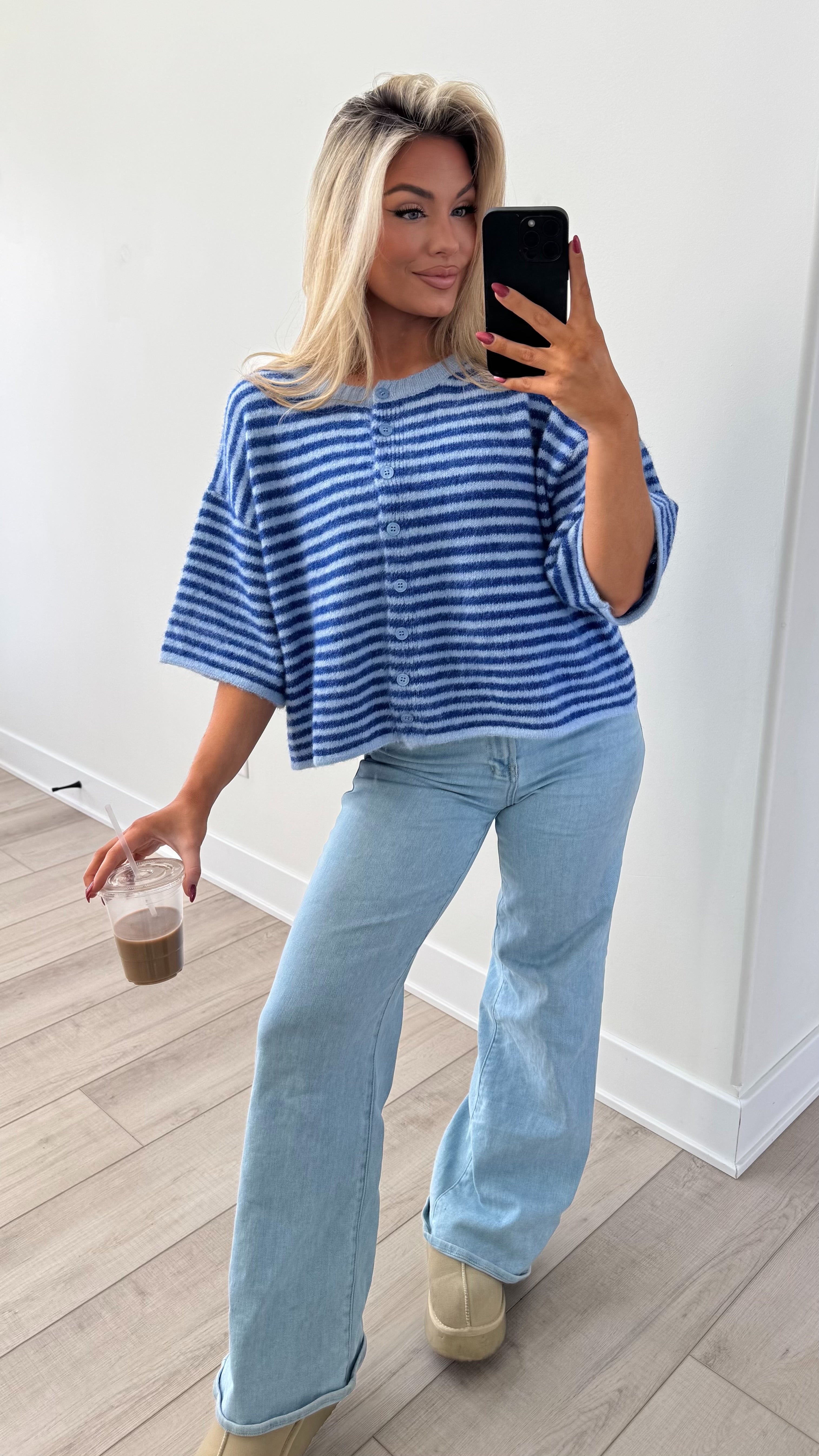 SUNDAY BEST CARDIGAN BLUE STRIPED – THIRTYWAY