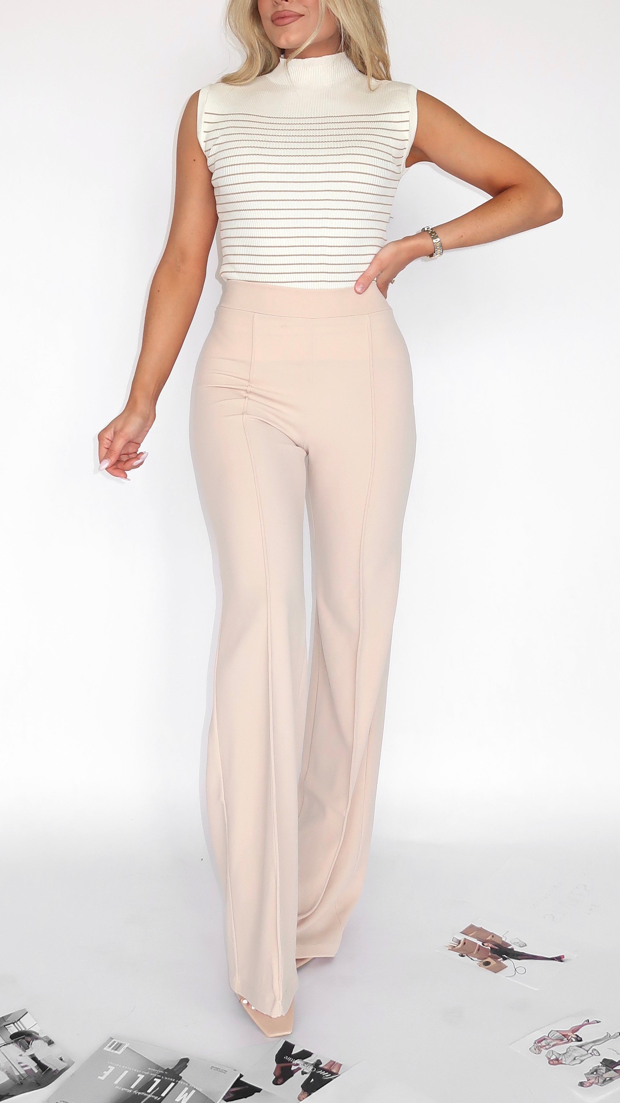 HIGH WAISTED TROUSER PANT TAN