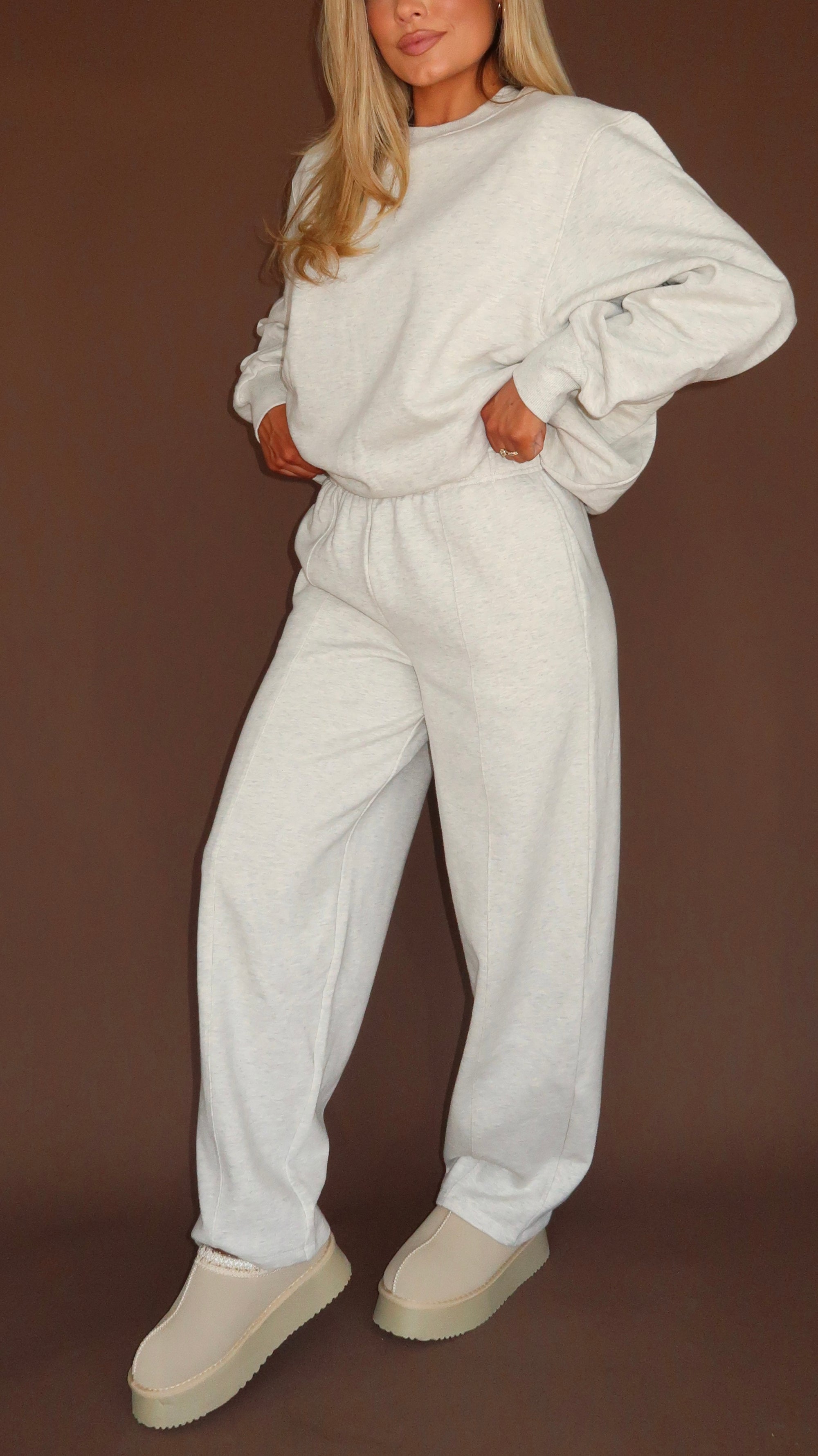 TEDDI BARREL HIGH WAISTED SWEATPANTS HEATHER GREY
