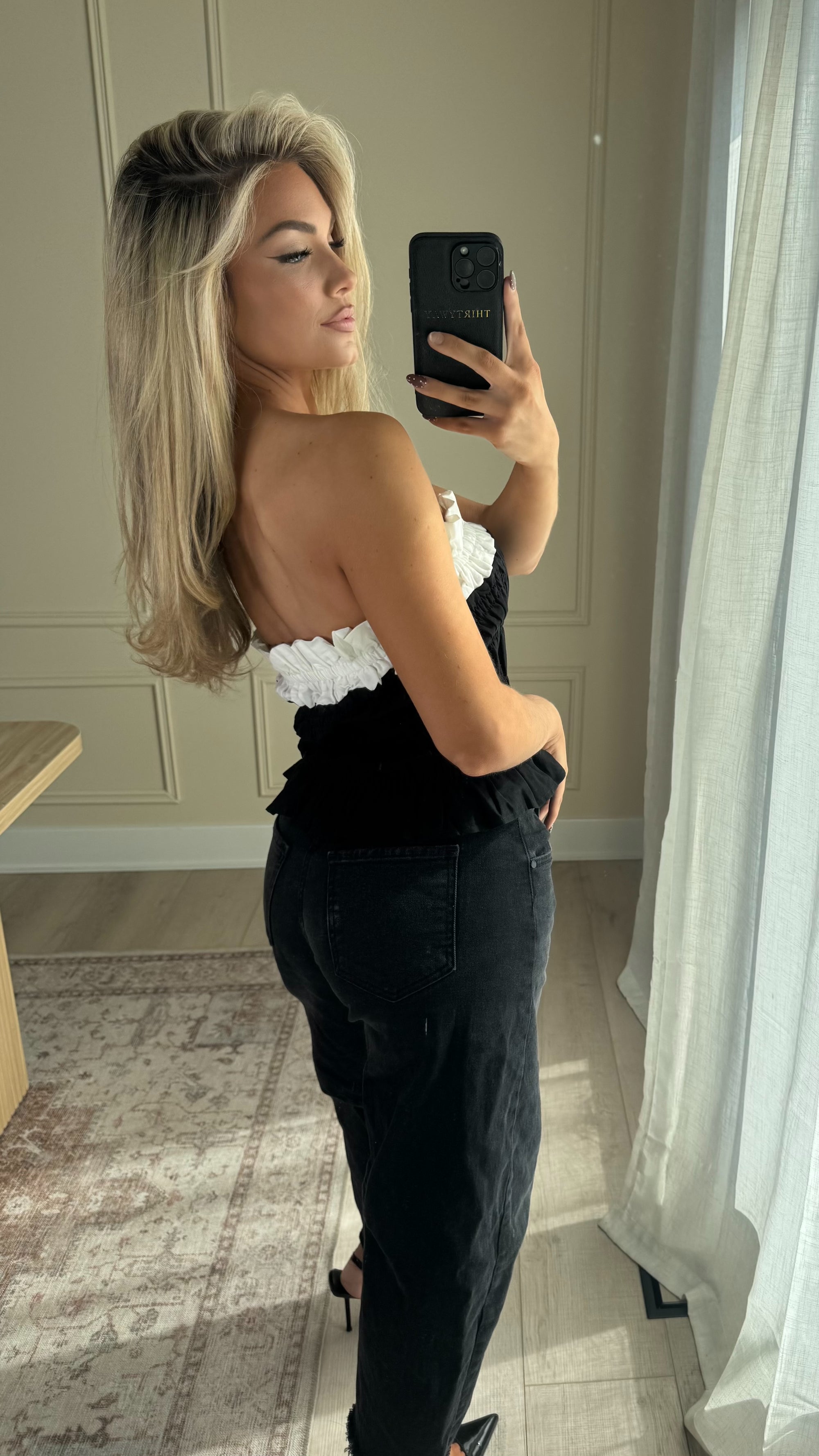 CLASSIC CONTRAST RUCHED STRAPLESS TOP
