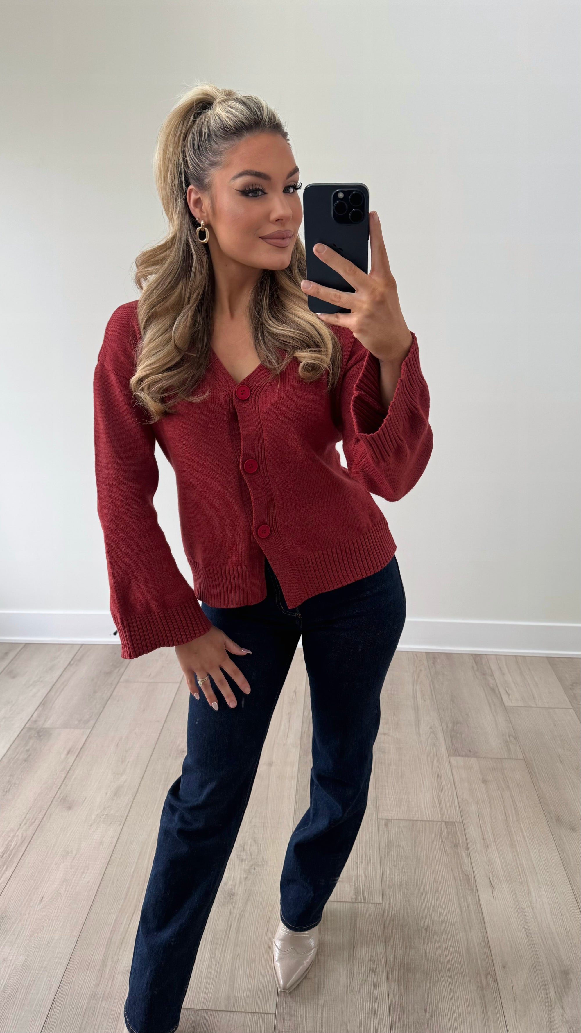 CANDICE CINCH WAIST RUST SWEATER TOP