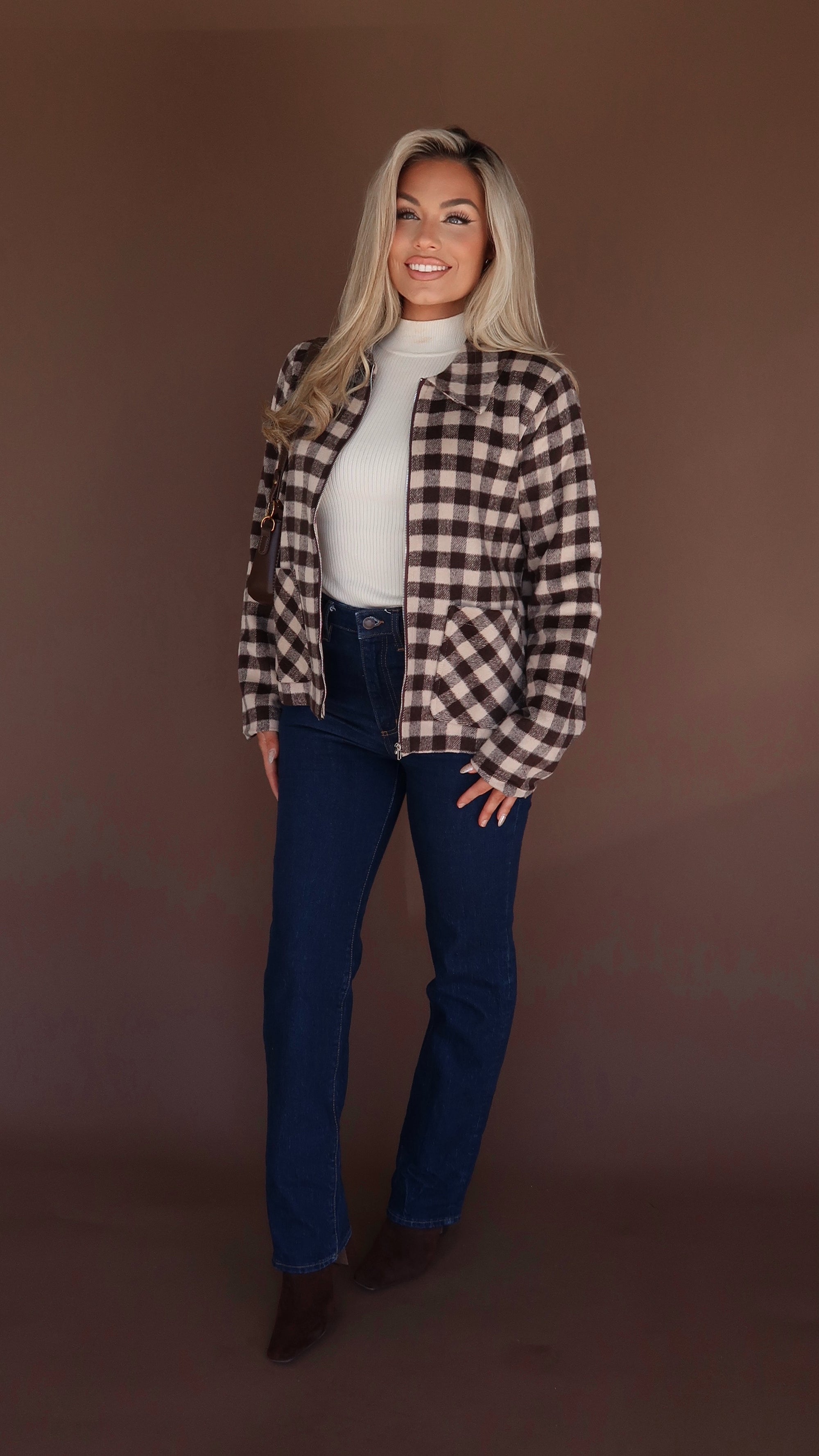 SPICED COCOA GINGHAM JACKET