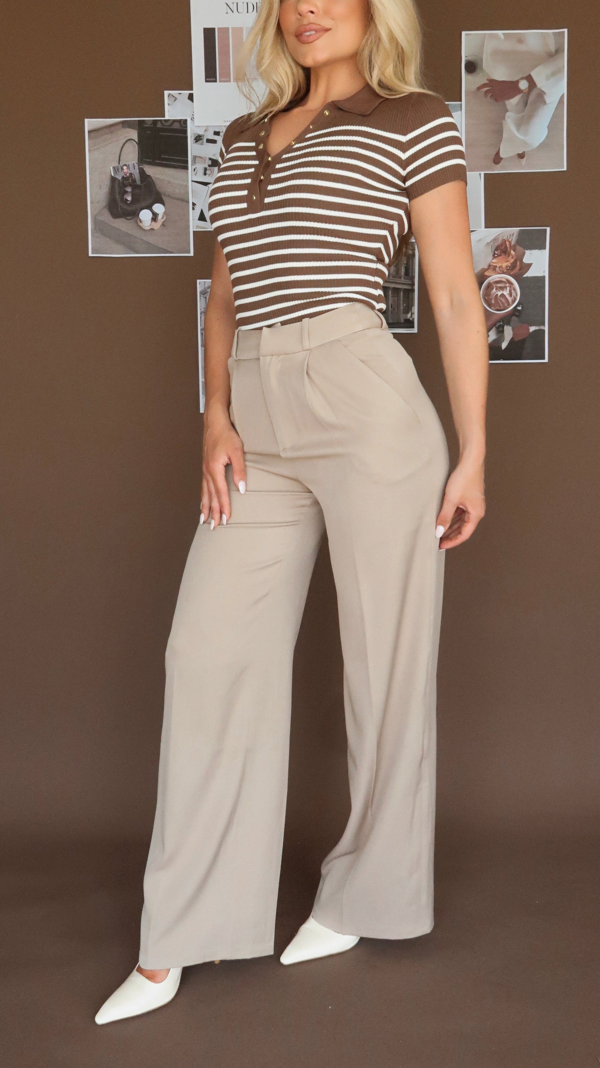 CAPPUCCINO HIGH WAISTED STRAIGHT LEG TROUSER PANT
