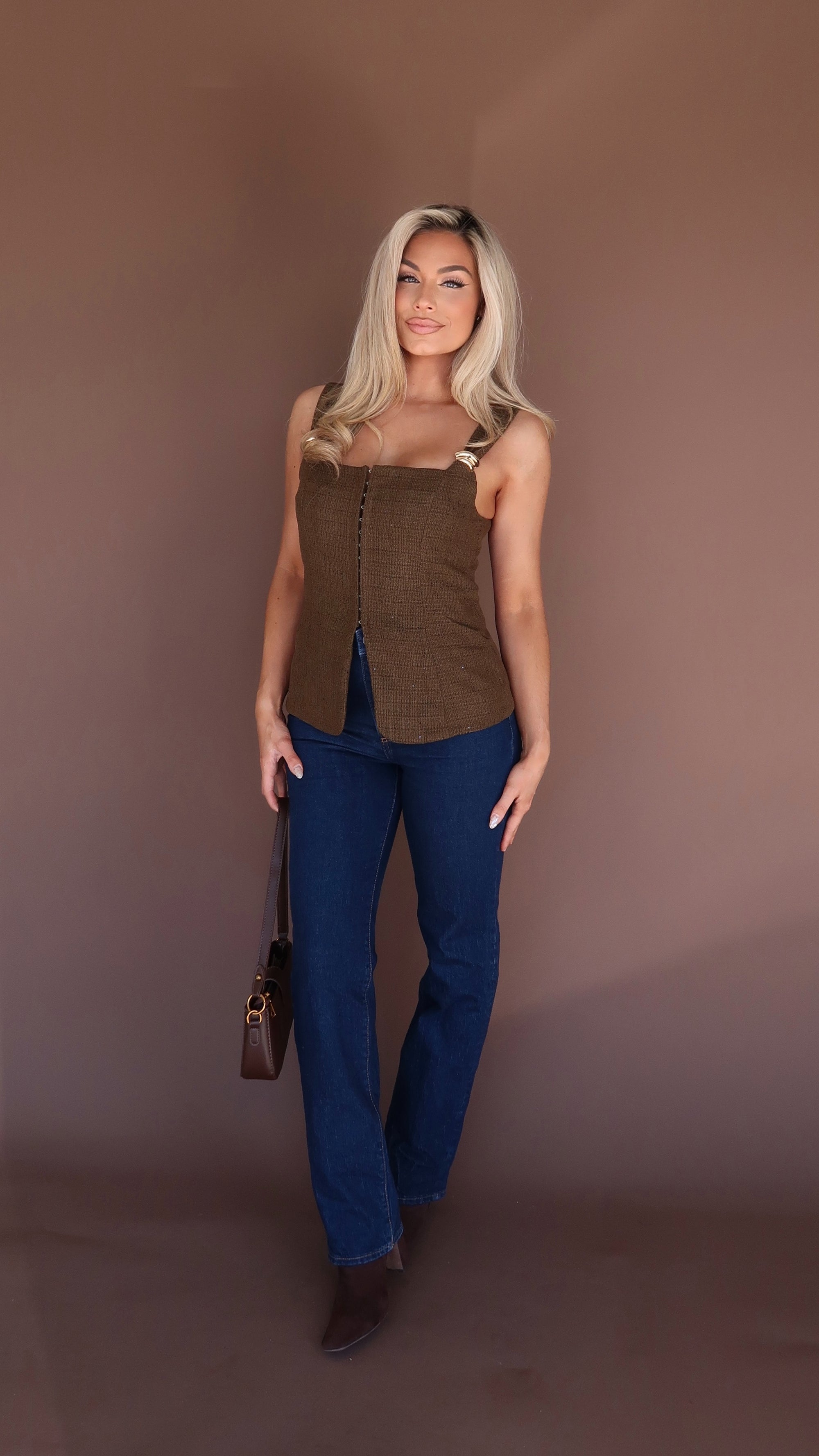 VIENNA TWEED STRUCTURED TOP OLIVE