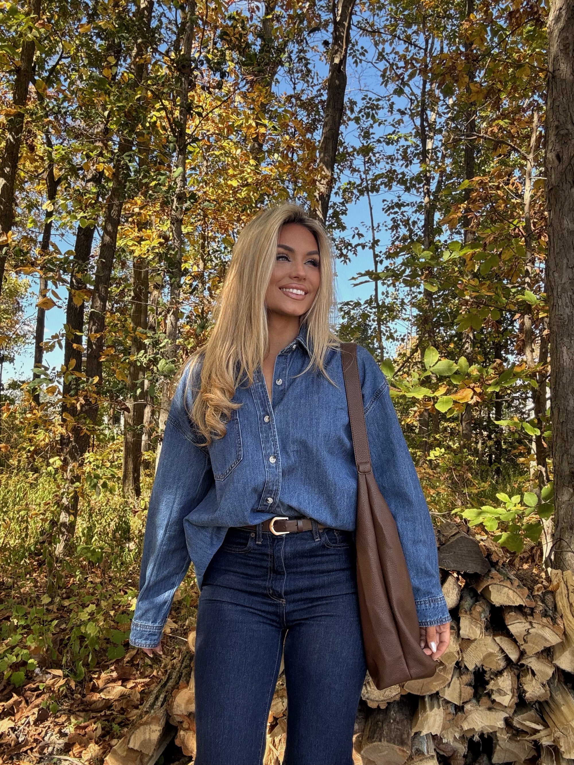 CORE OVERSIZED DENIM BUTTON DOWN DARK WASH
