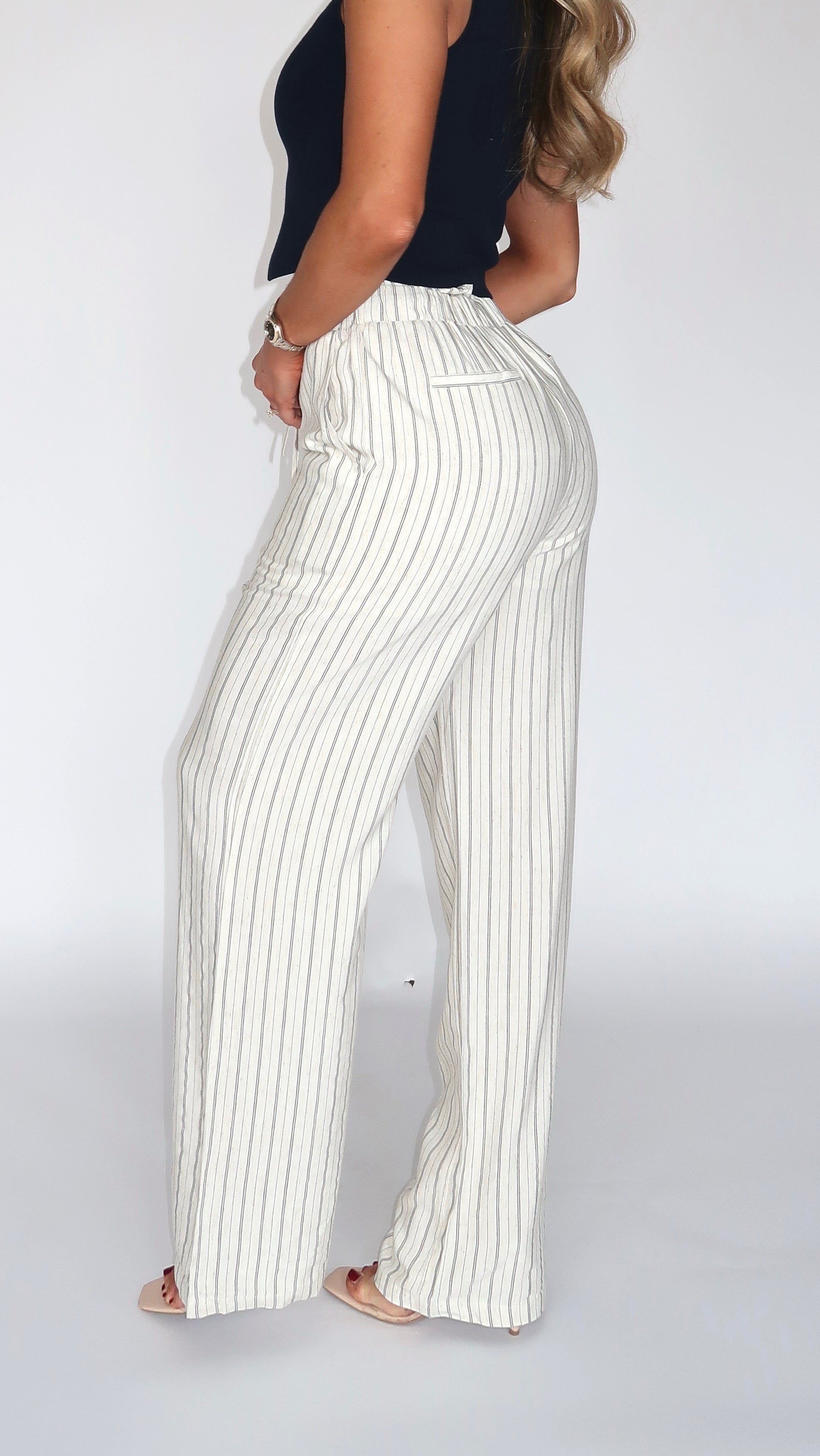 COVE STRIPED LINEN PANTS