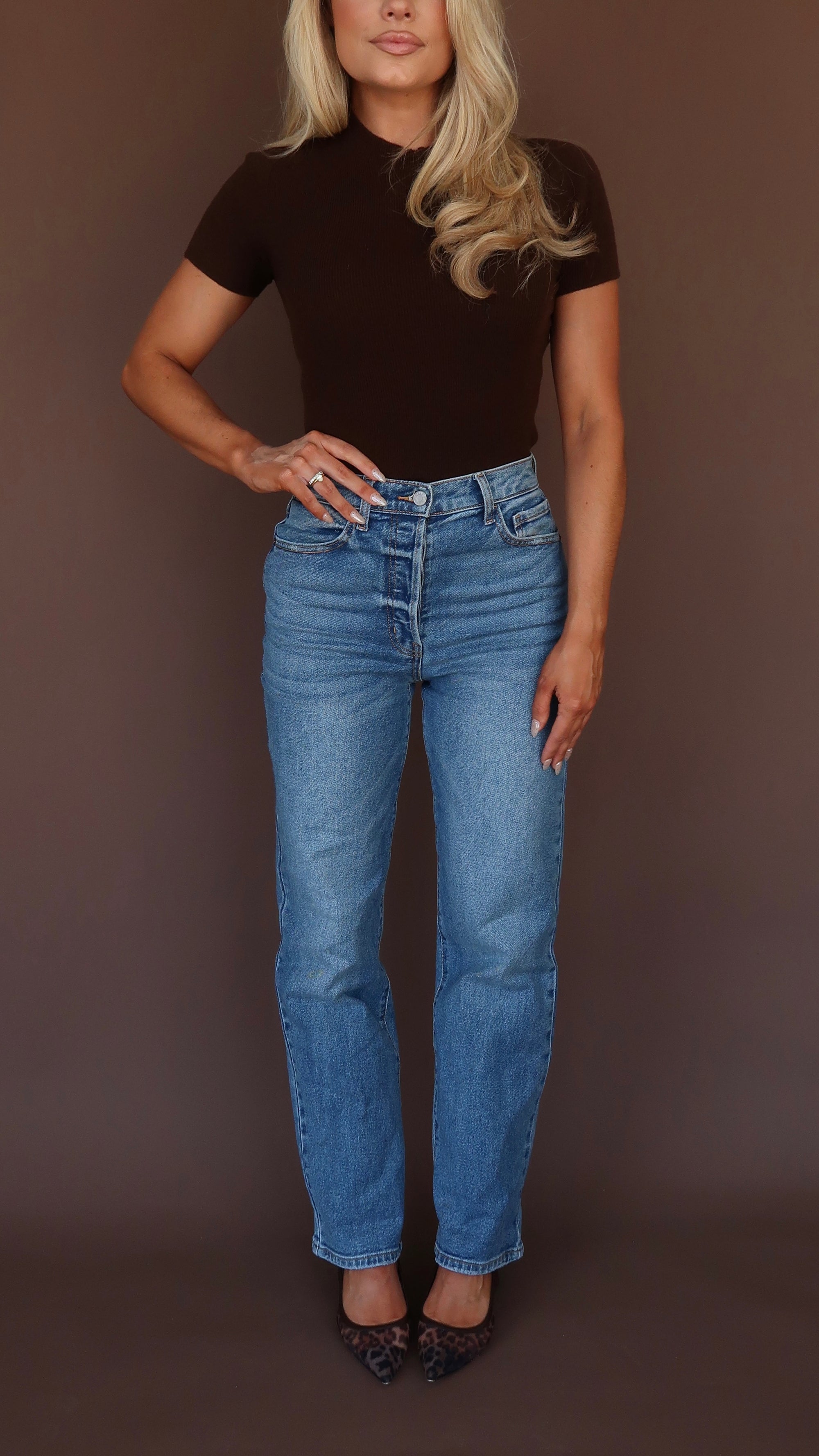 HIGH WAISTED STRAIGHT LEG DAD DENIM JEANS