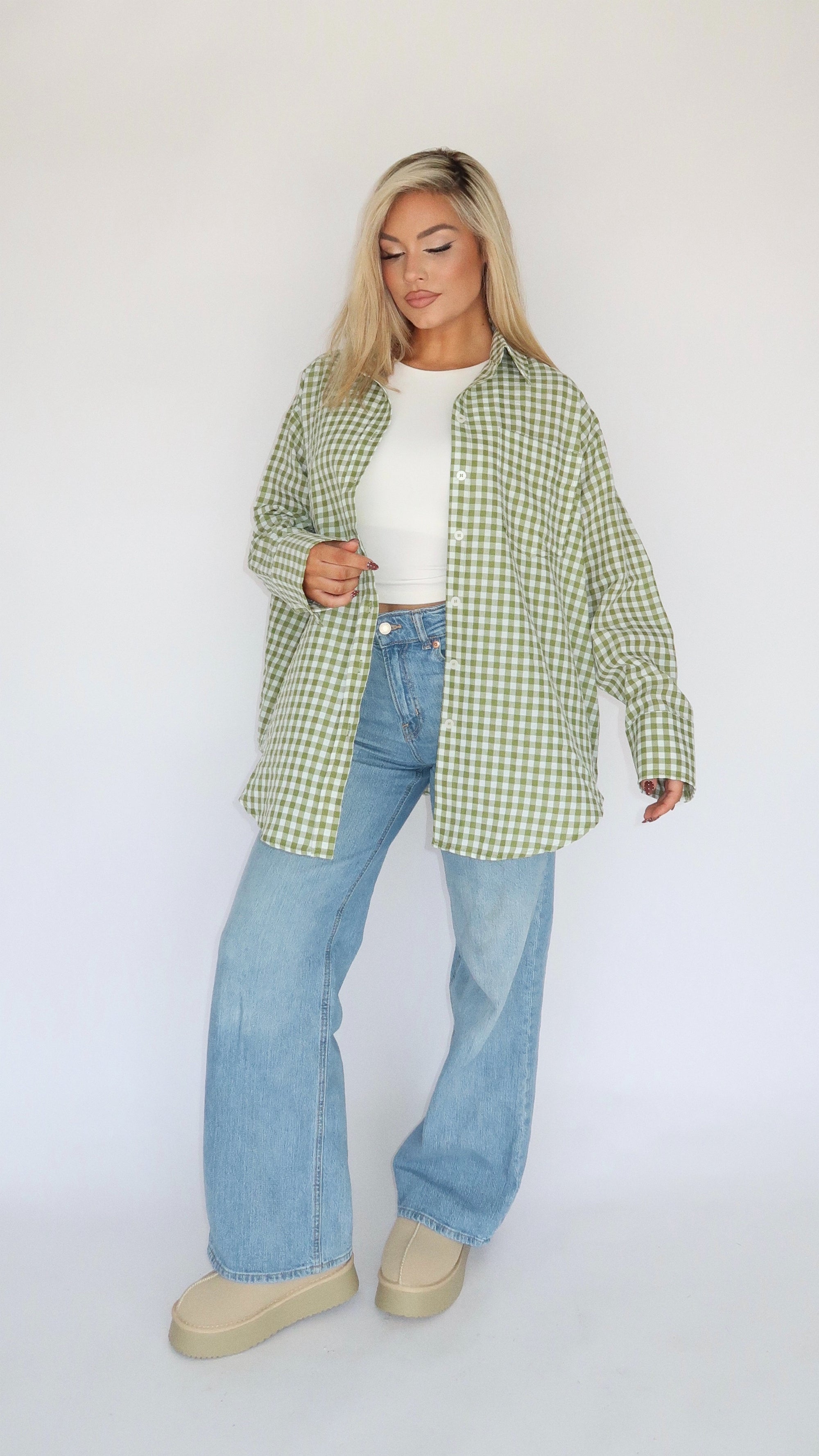 NANTUCKET GINGHAM BUTTON DOWN SAGE