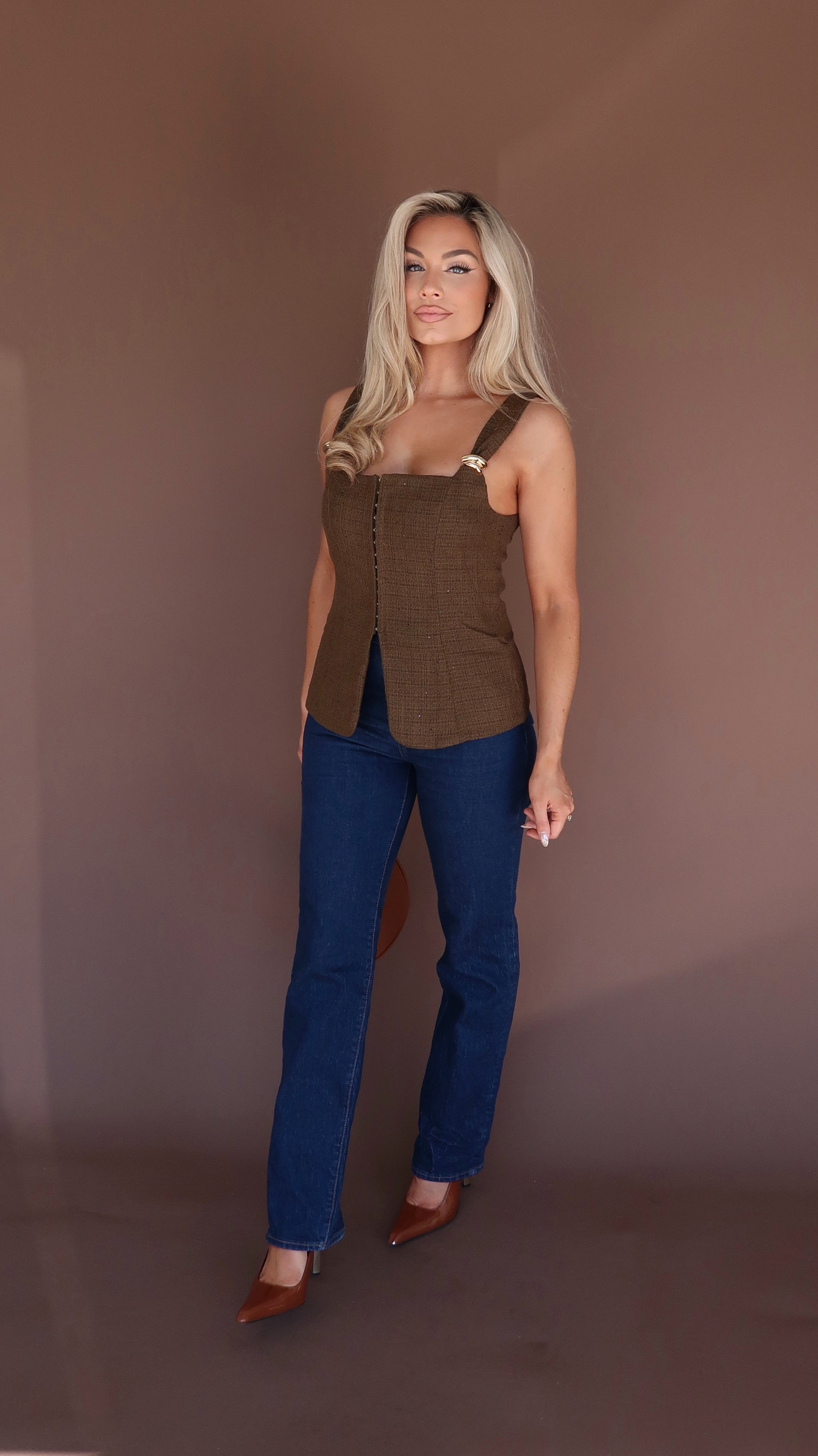 VIENNA TWEED STRUCTURED TOP OLIVE