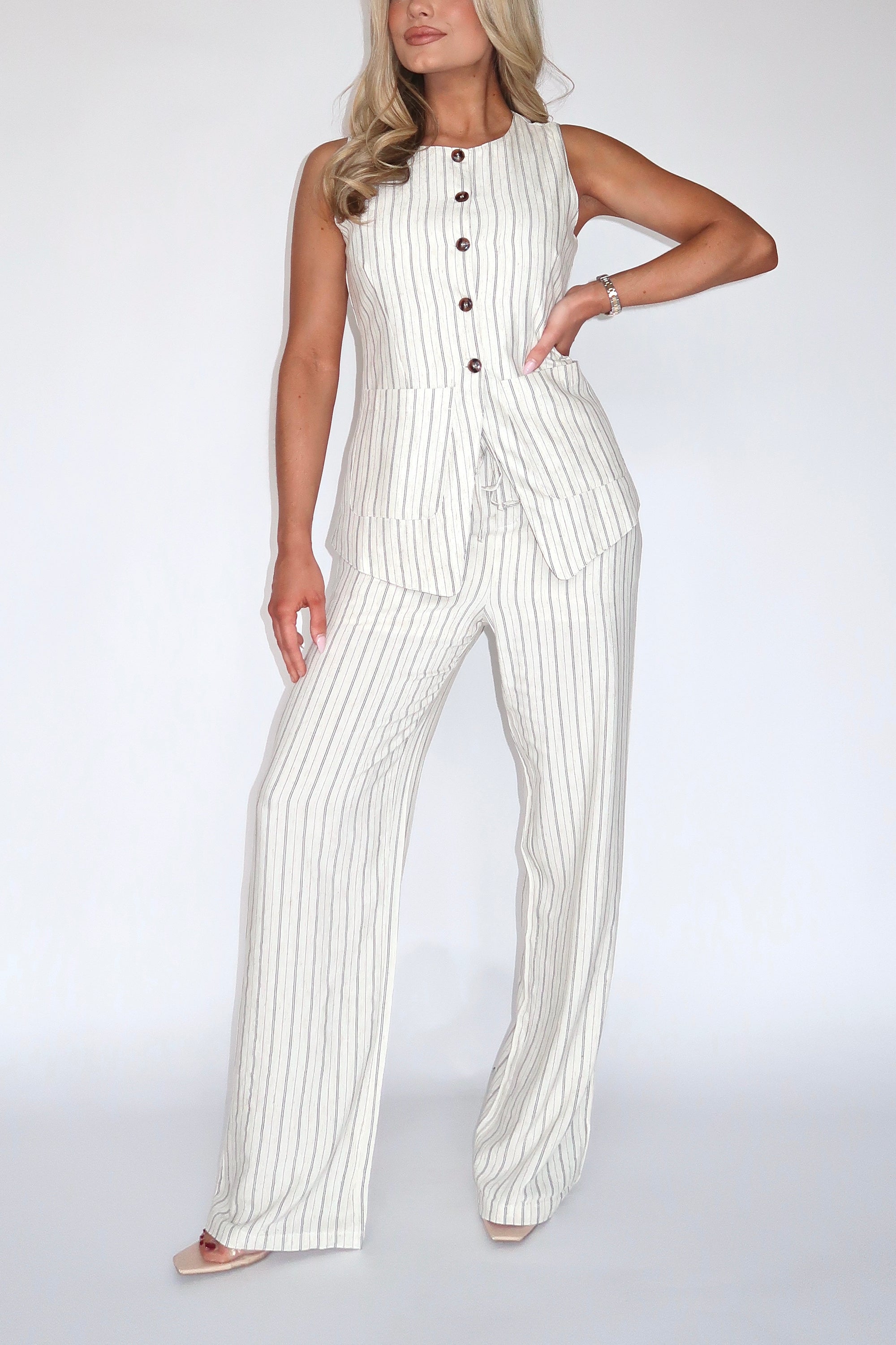 COVE STRIPED LINEN PANTS