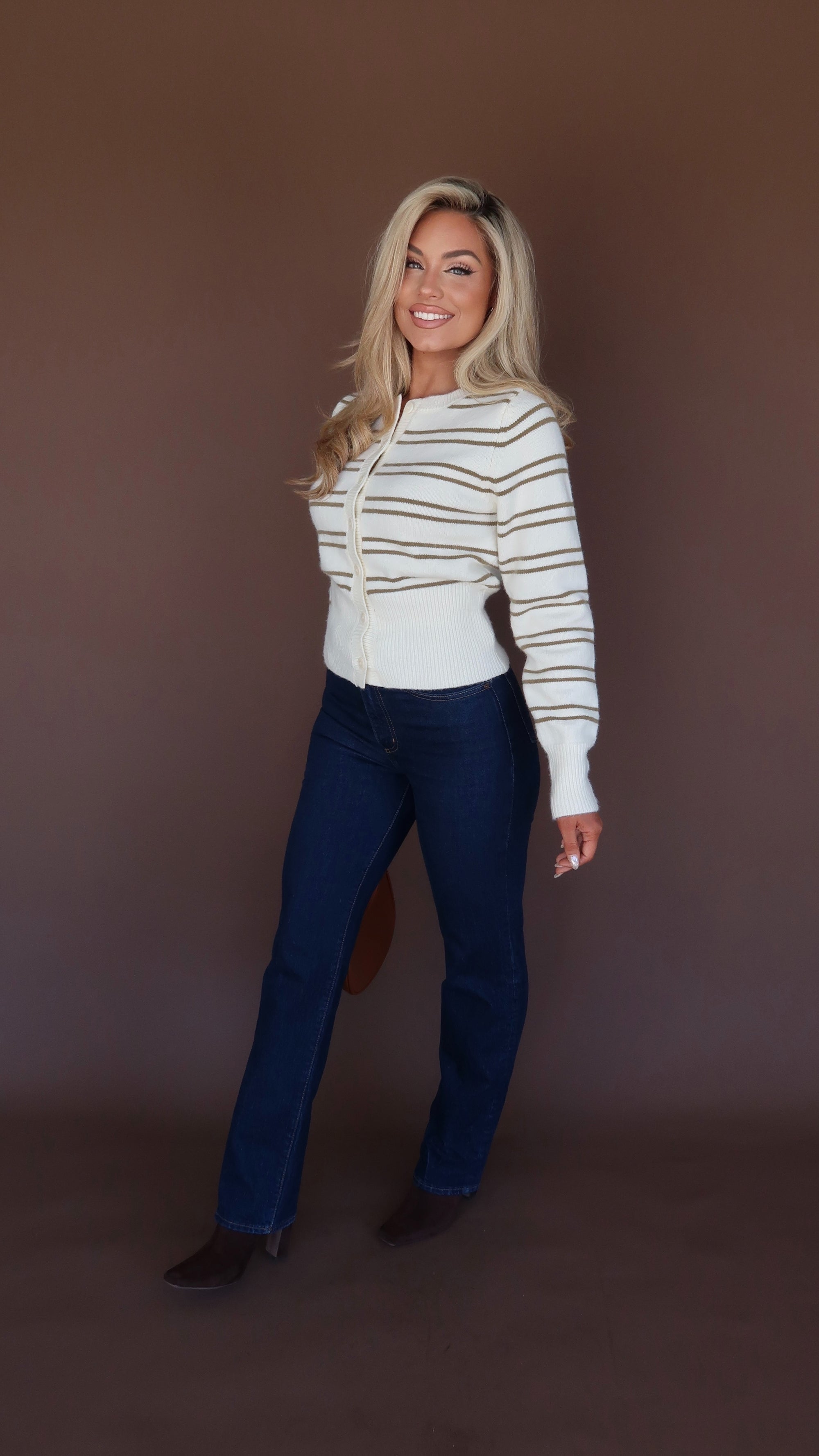 SAGE STRIPED CARDIGAN SWEATER