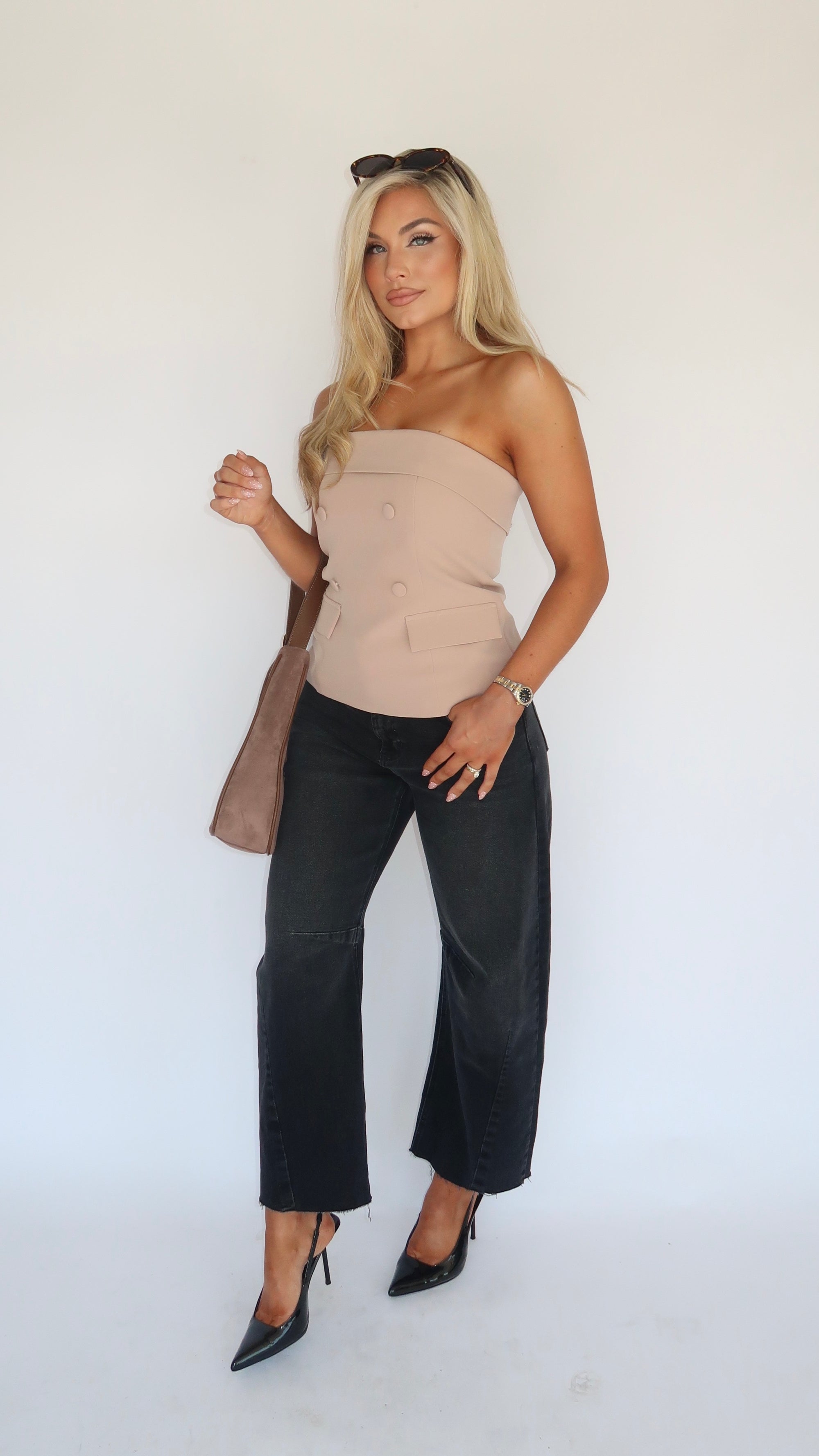 JULIA STRAPLESS TOP MOCHA