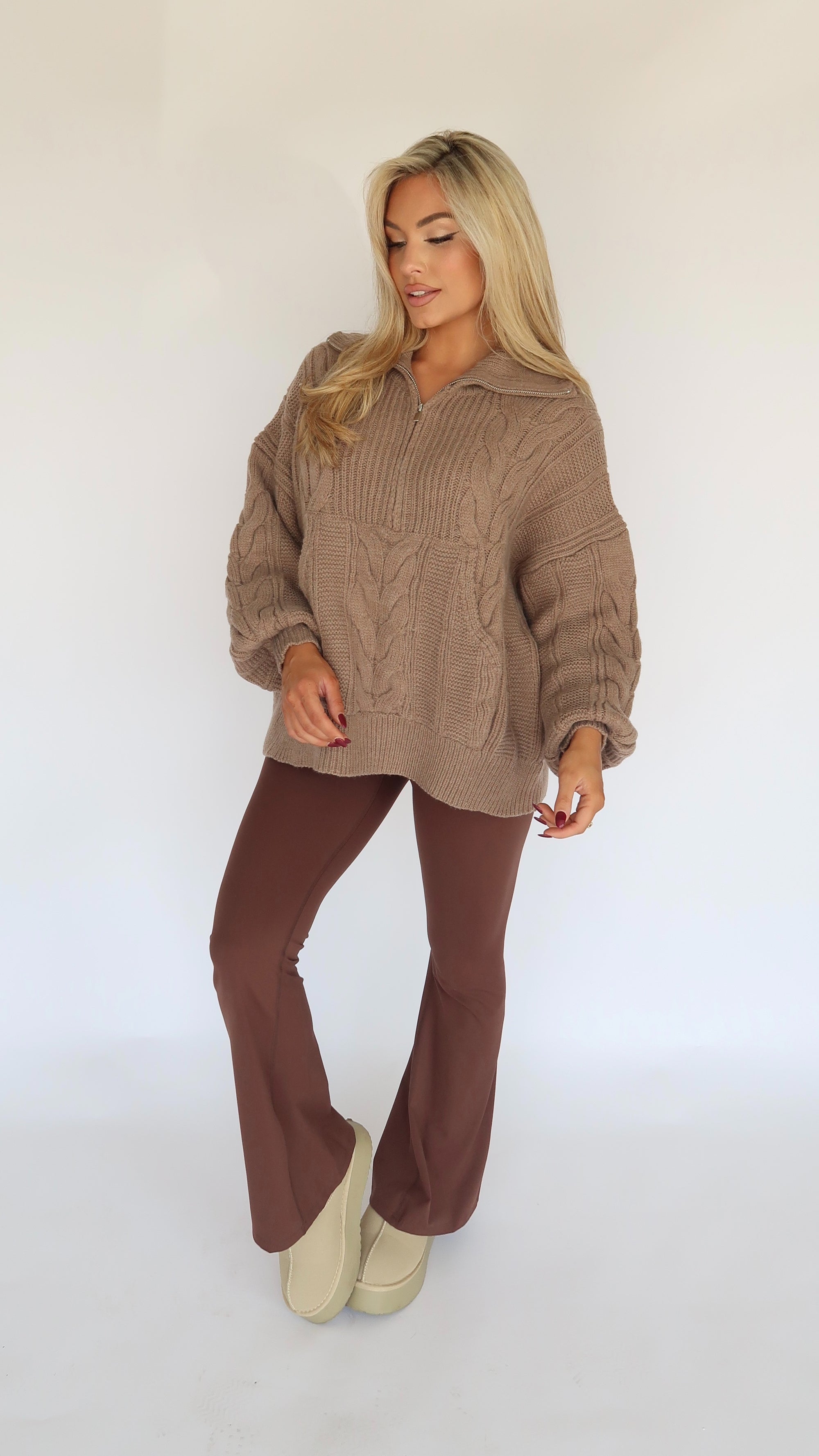 ERIKA CABLE KNIT PULLOVER MOCHA