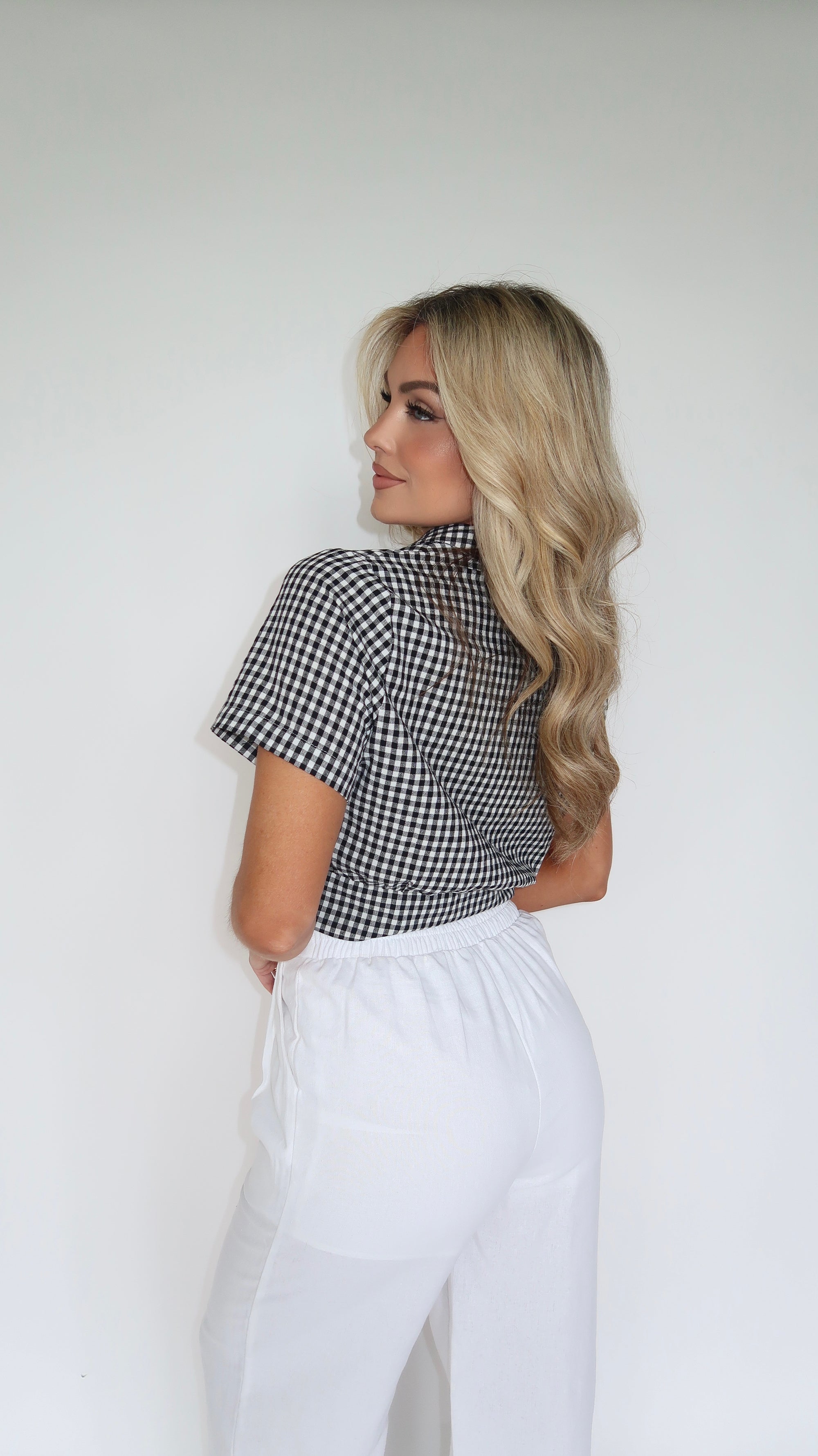 WIN DIXIE COLLARD GINGHAM TOP