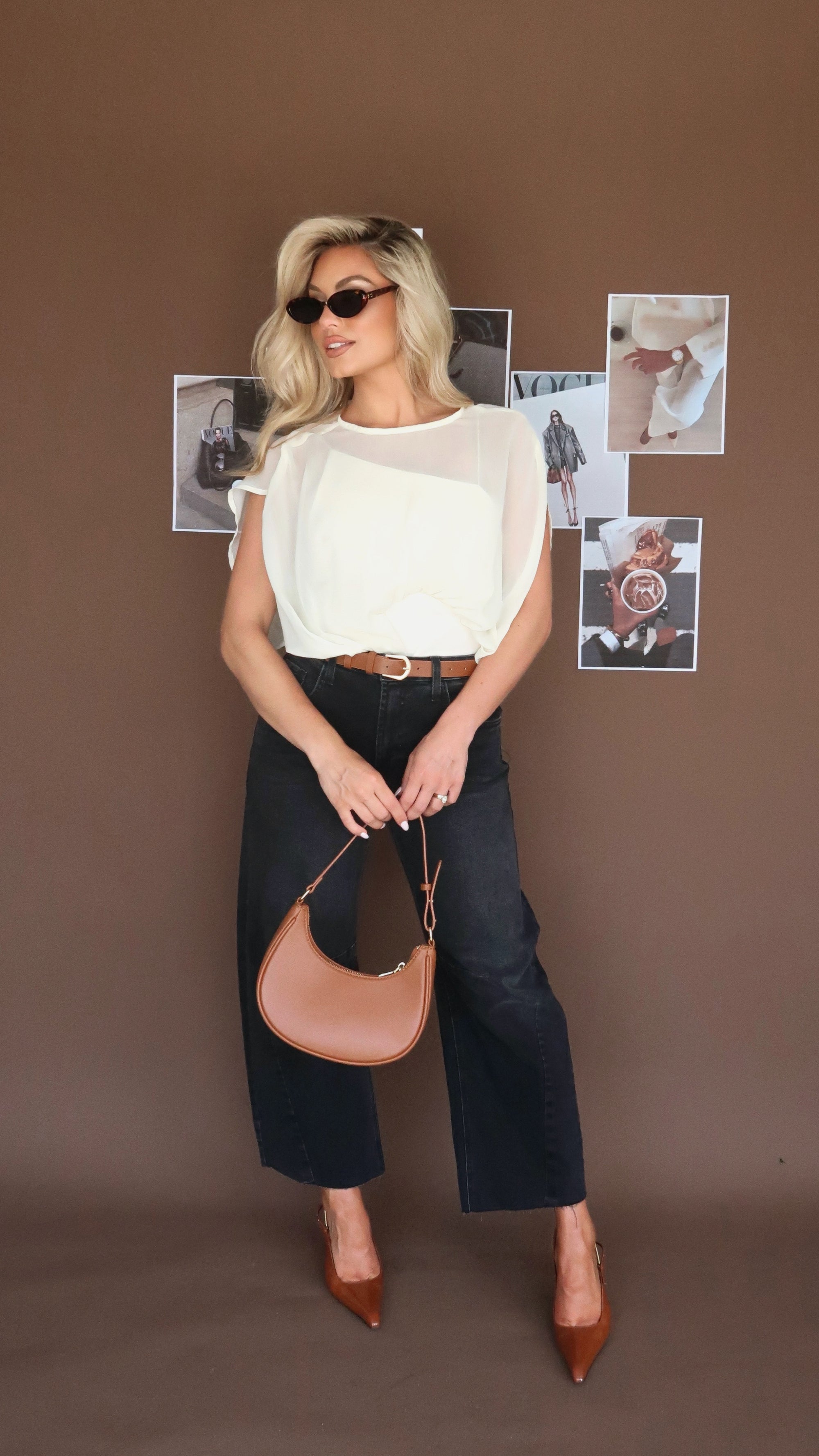 ZOE CHIFFON DOUBLE LAYER BLOUSE LEMON CREAM
