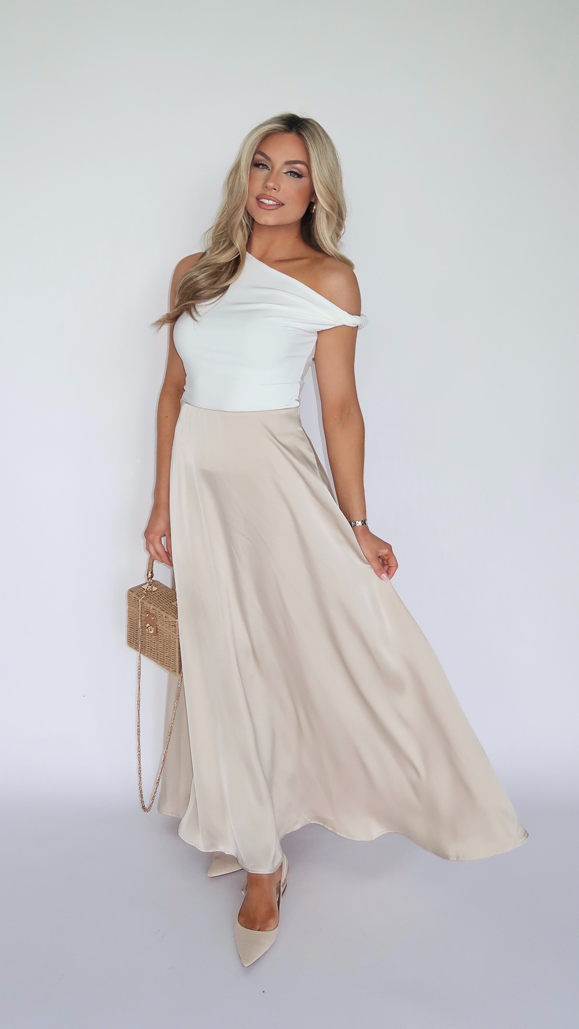 GILDED SATIN SLIP MAXI SKIRT