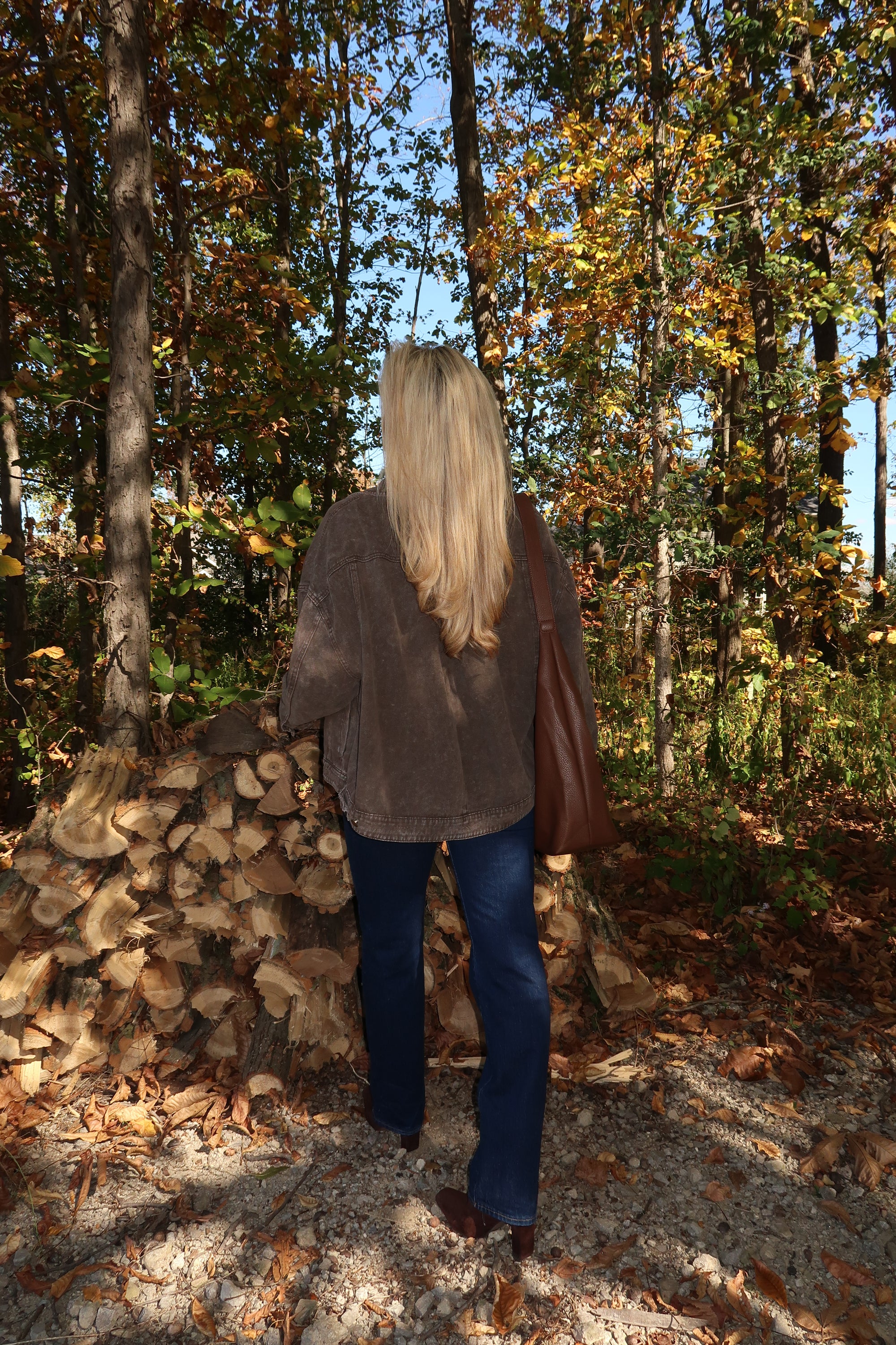 STAPLE OVERSIZED DENIM JACKET BROWN