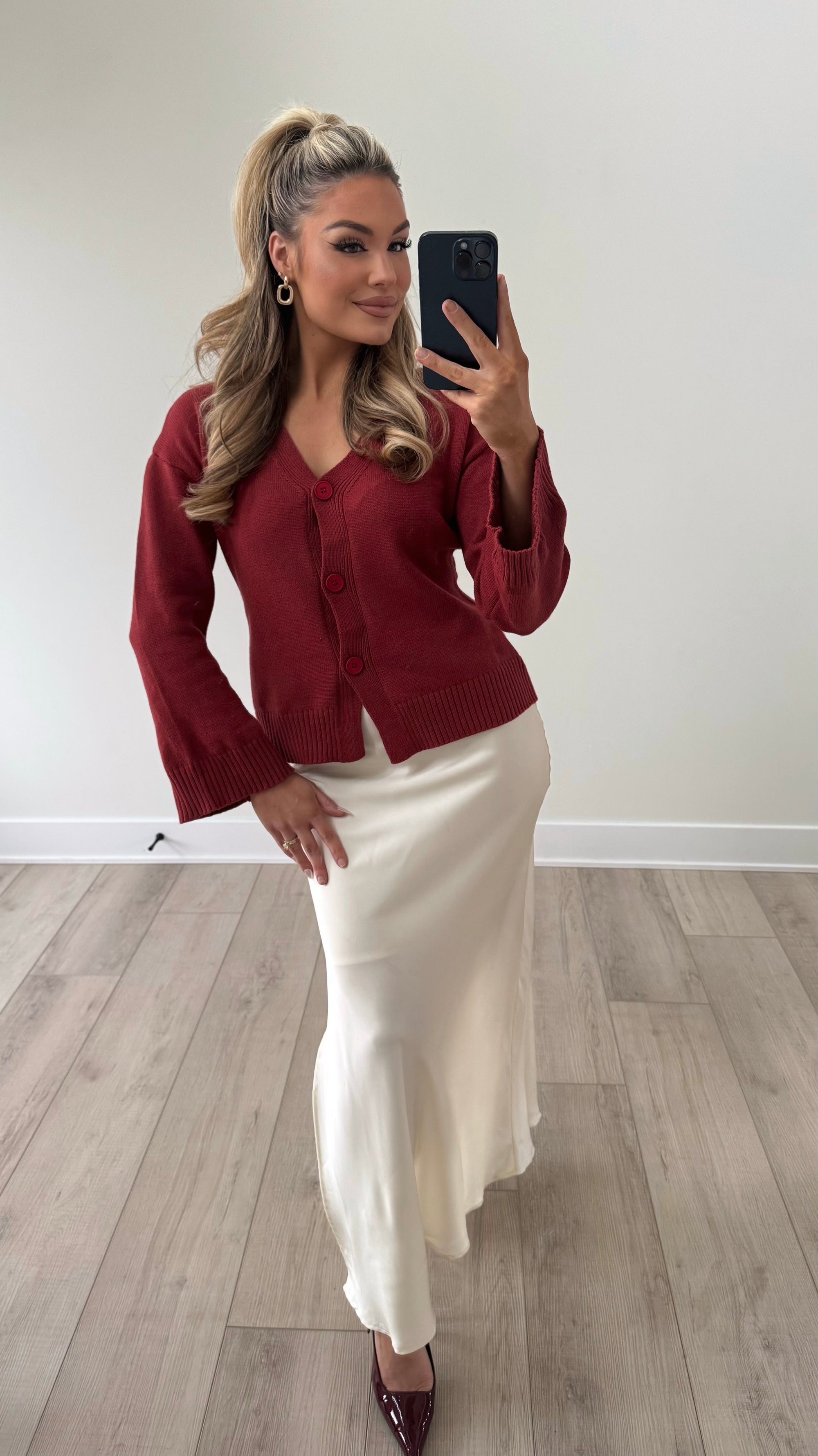 CANDICE CINCH WAIST RUST SWEATER TOP