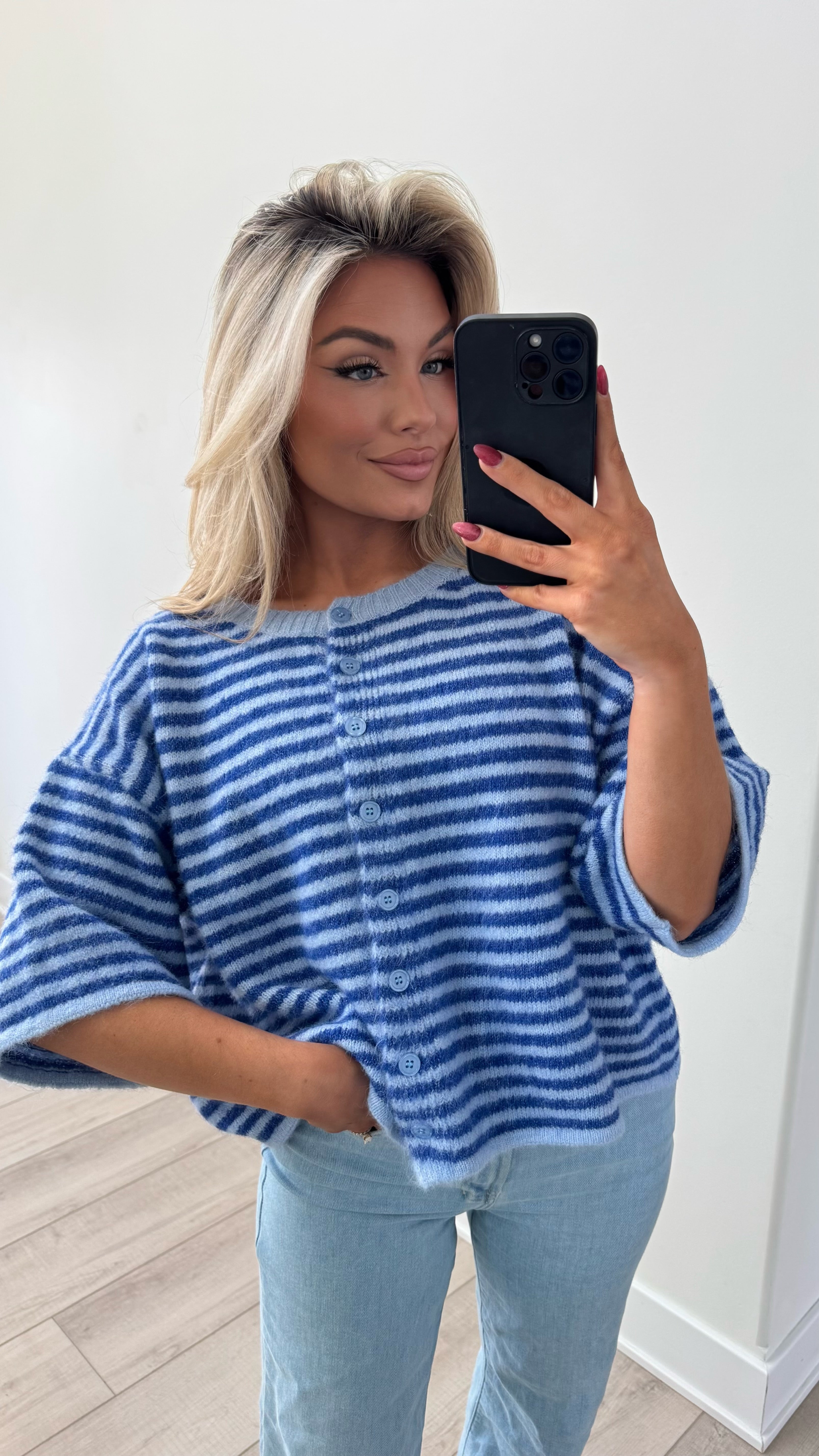 SUNDAY BEST CARDIGAN BLUE STRIPED – THIRTYWAY