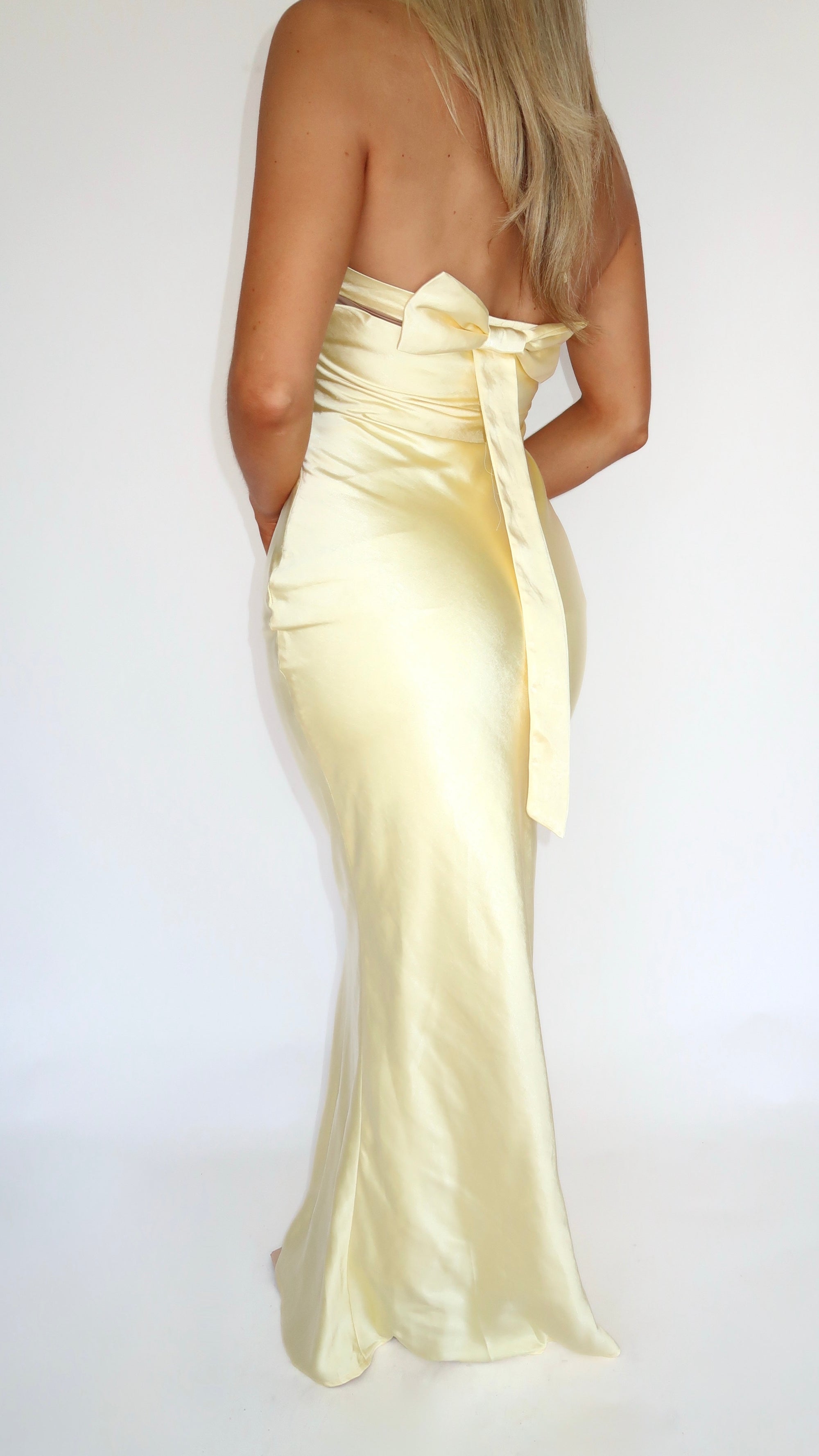 LEMON DROP HALTER MAXI DRESS