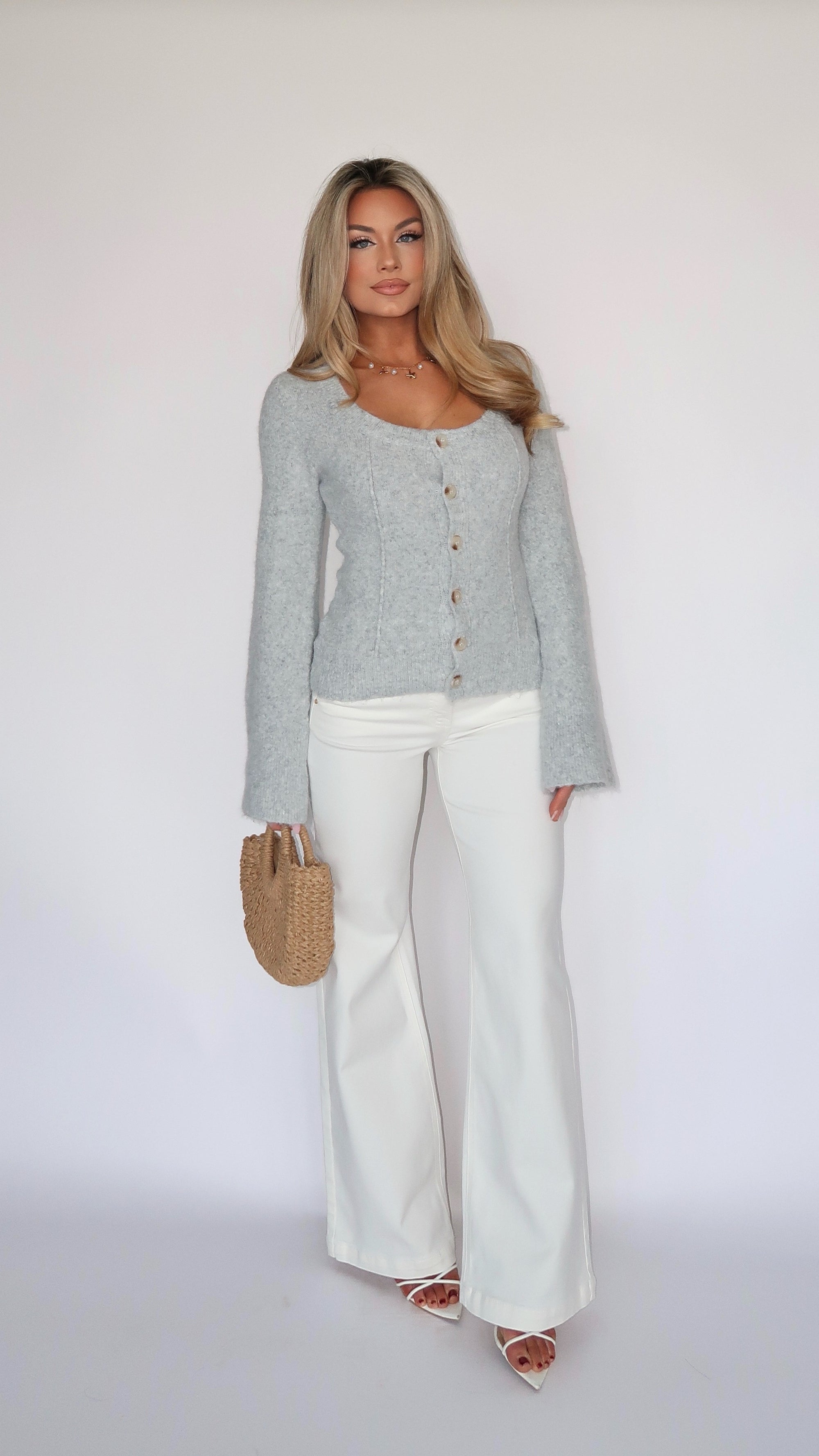 MARINA BUTTON FRONT SWEATER TOP
