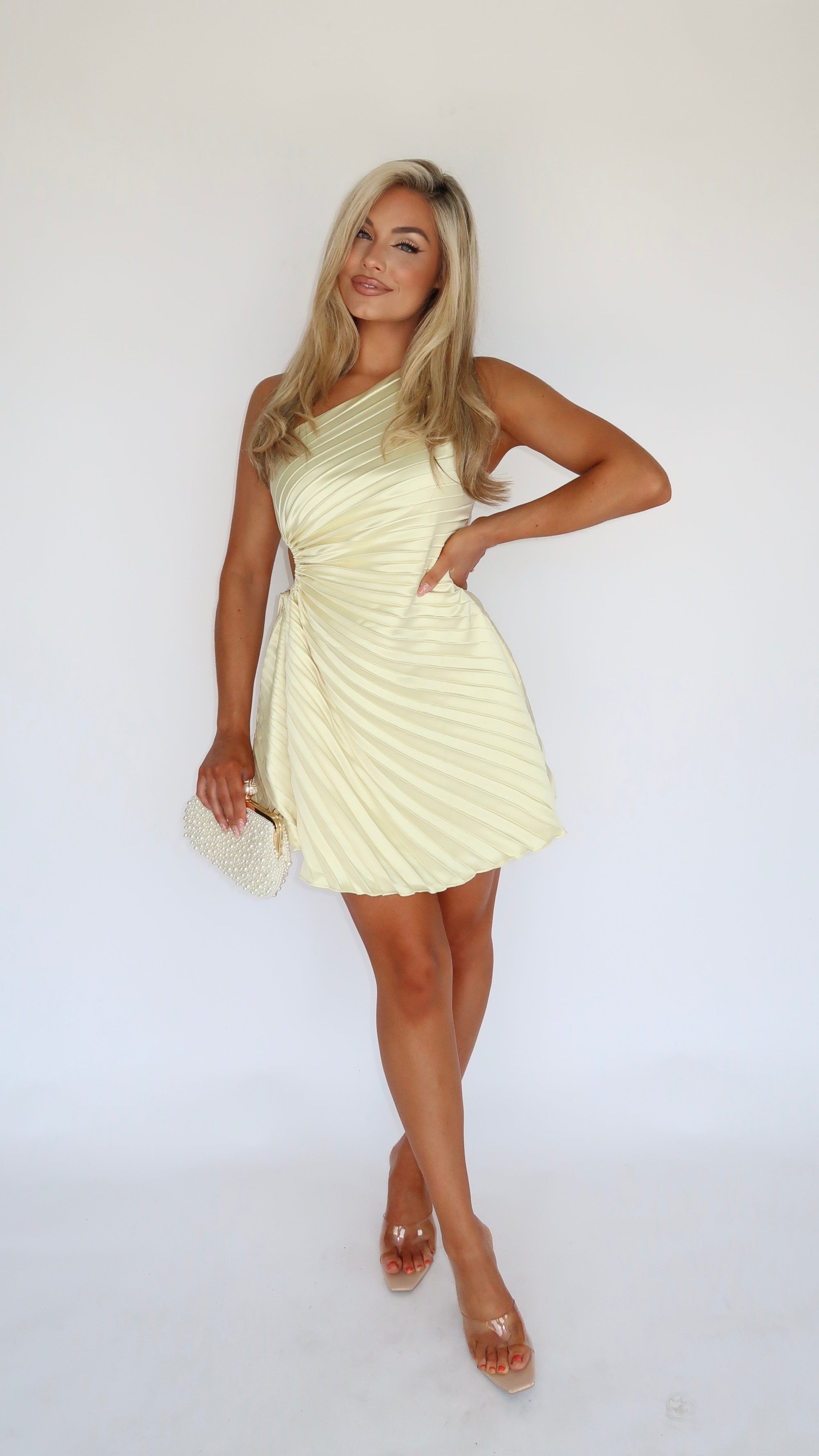 SUN-KISSED PLEATED MINI DRESS