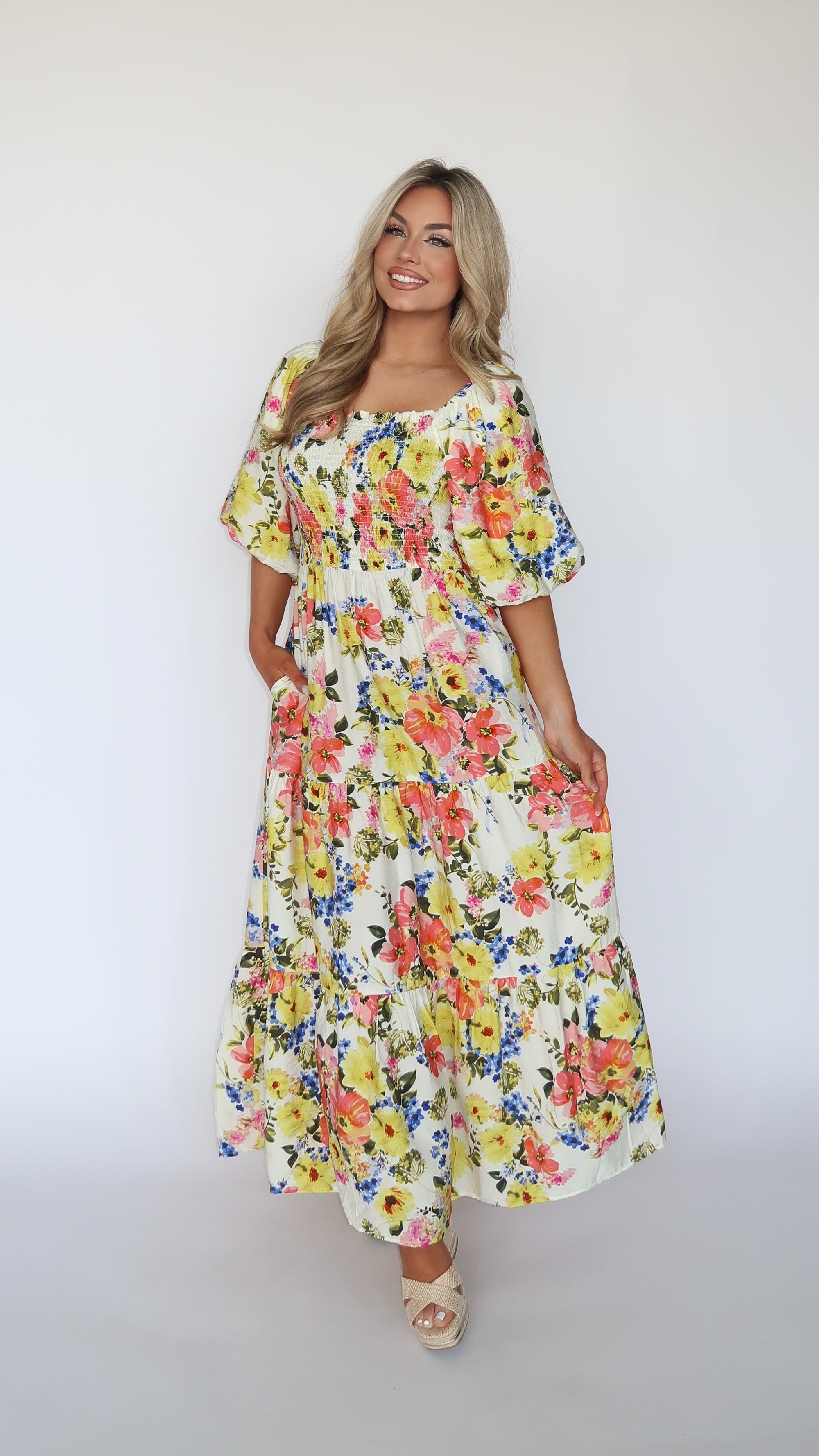 MAGNOLIA FLORAL MAXI DRESS